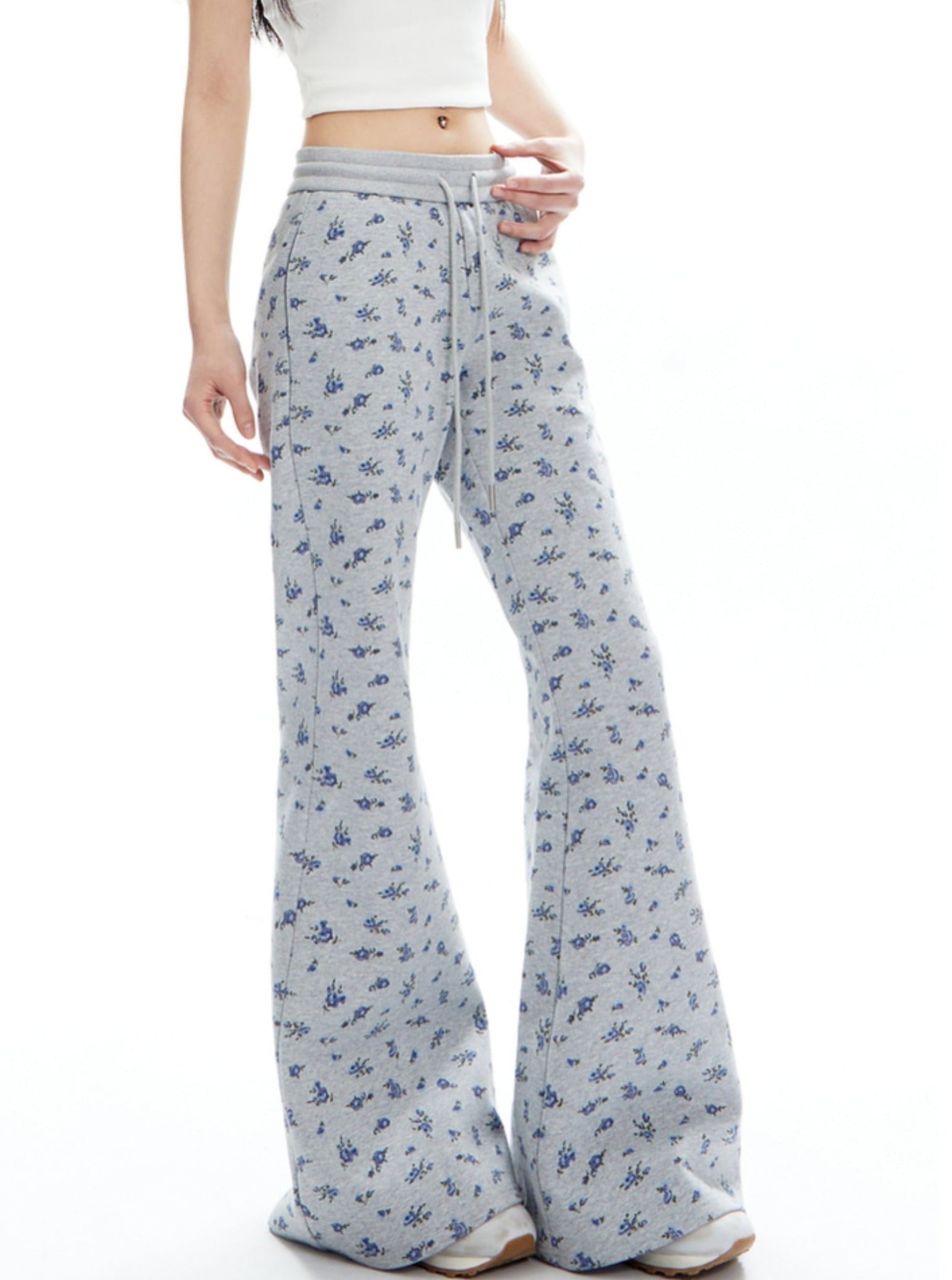 Flared Lounge Pants with Floral Print