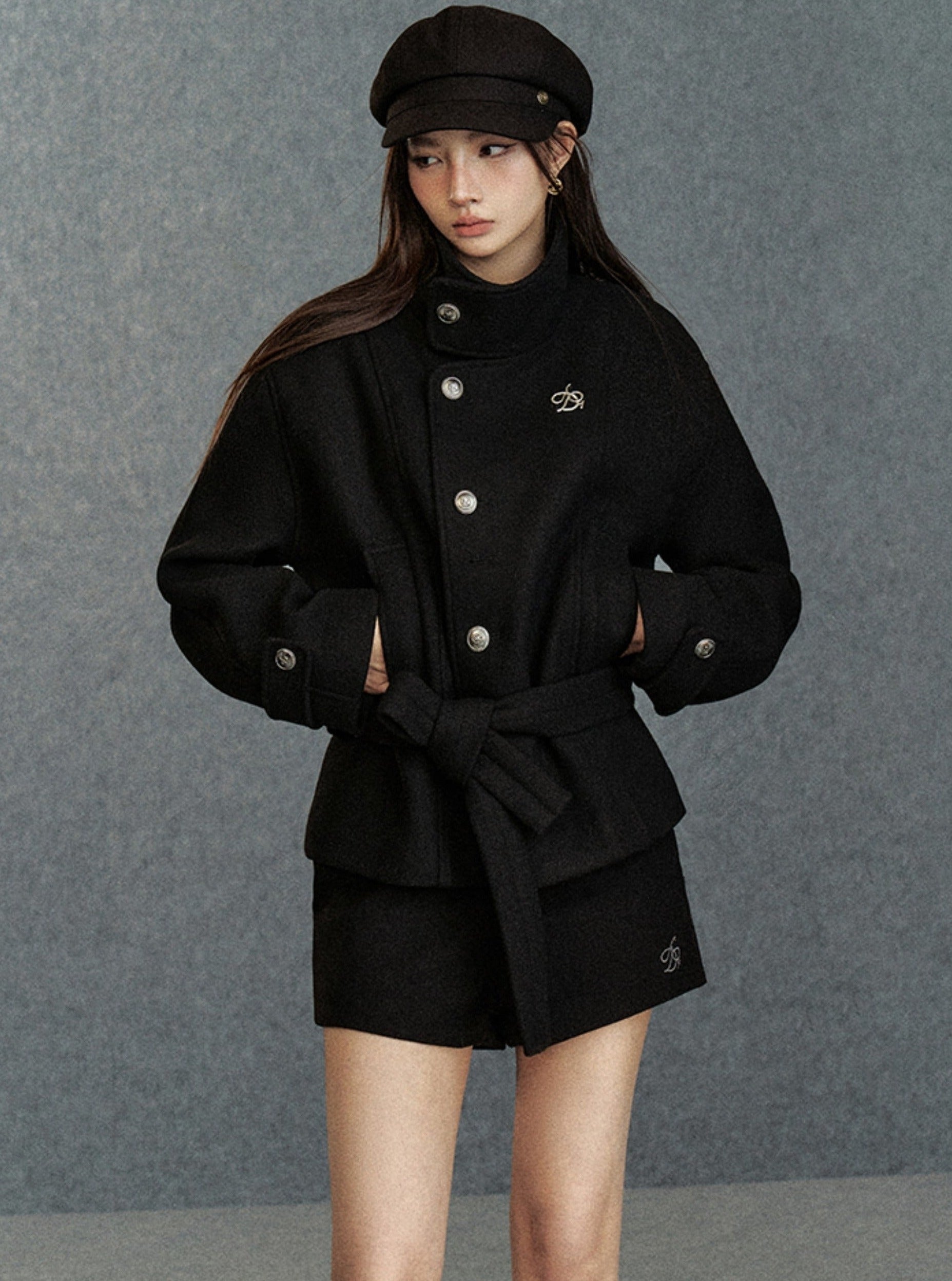 Elegant Asymmetric Belted Coat