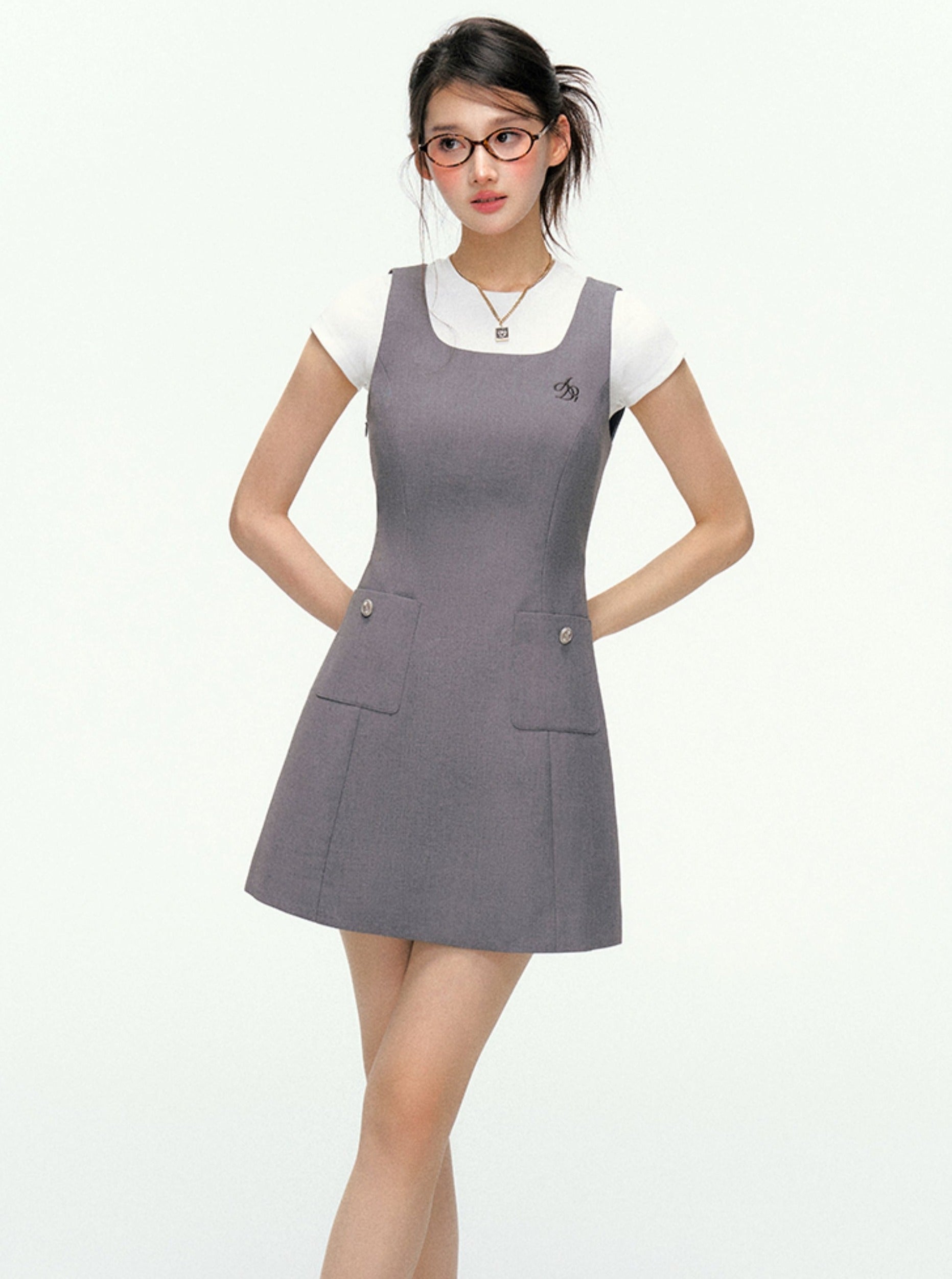 Sleeveless A-Line Mini Dress - Sporty Pocket Detail Tank Tunic