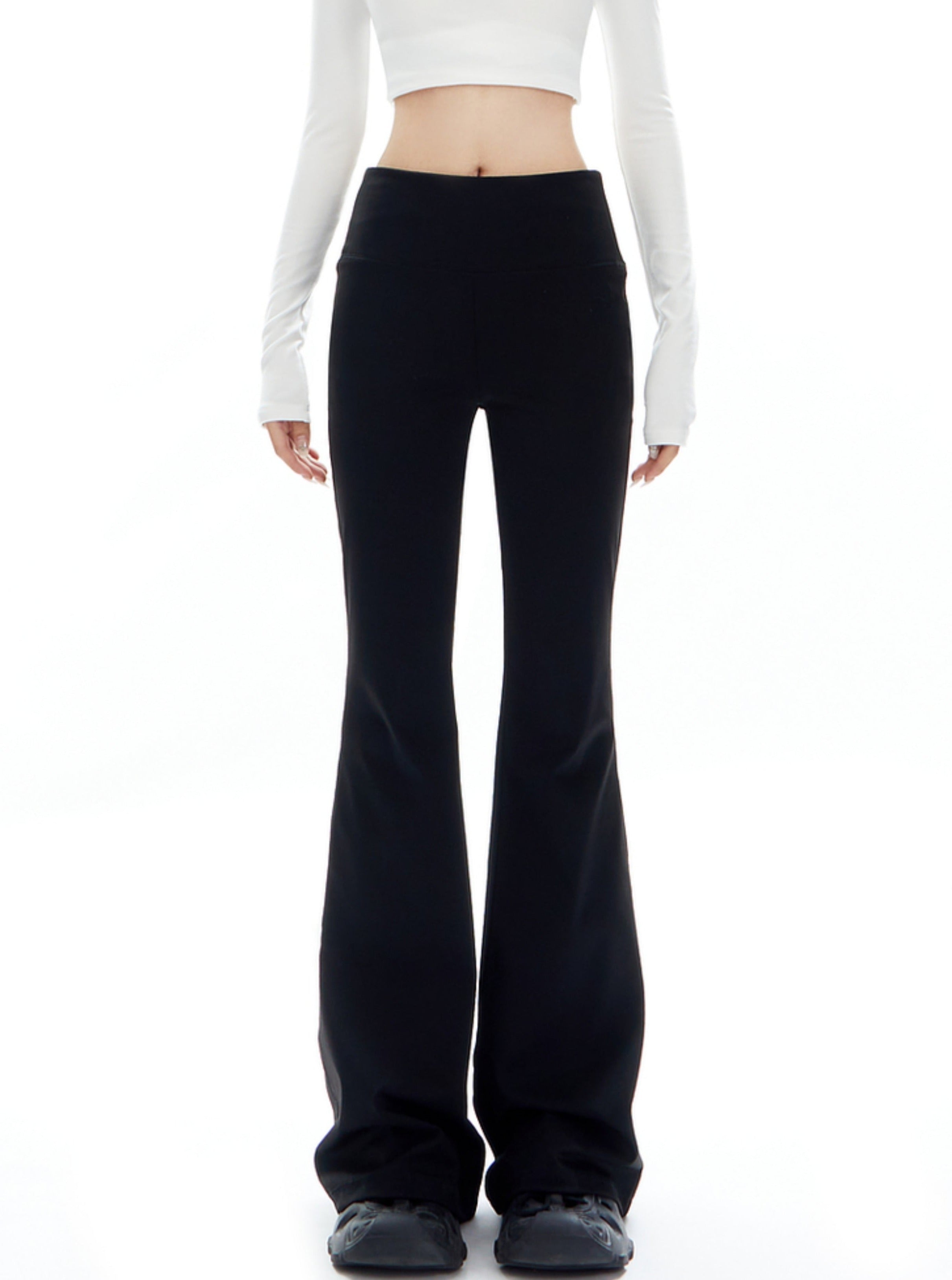 Black High-Waisted Flared Pants