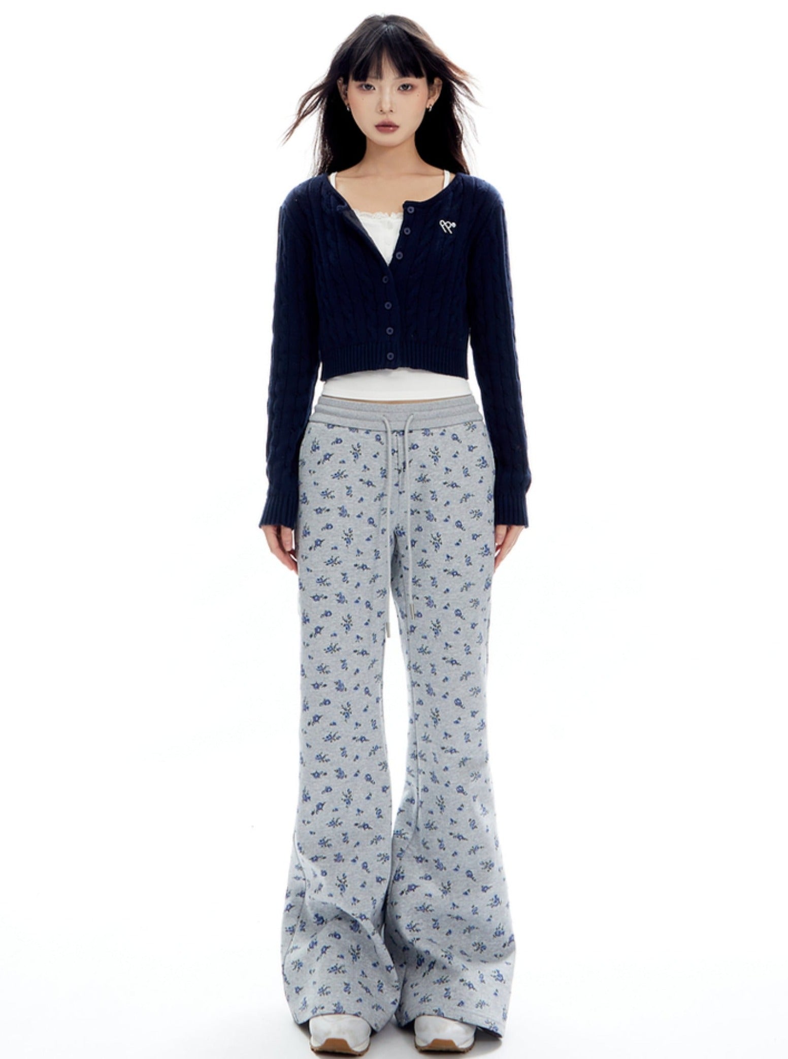 Flared Lounge Pants with Floral Print