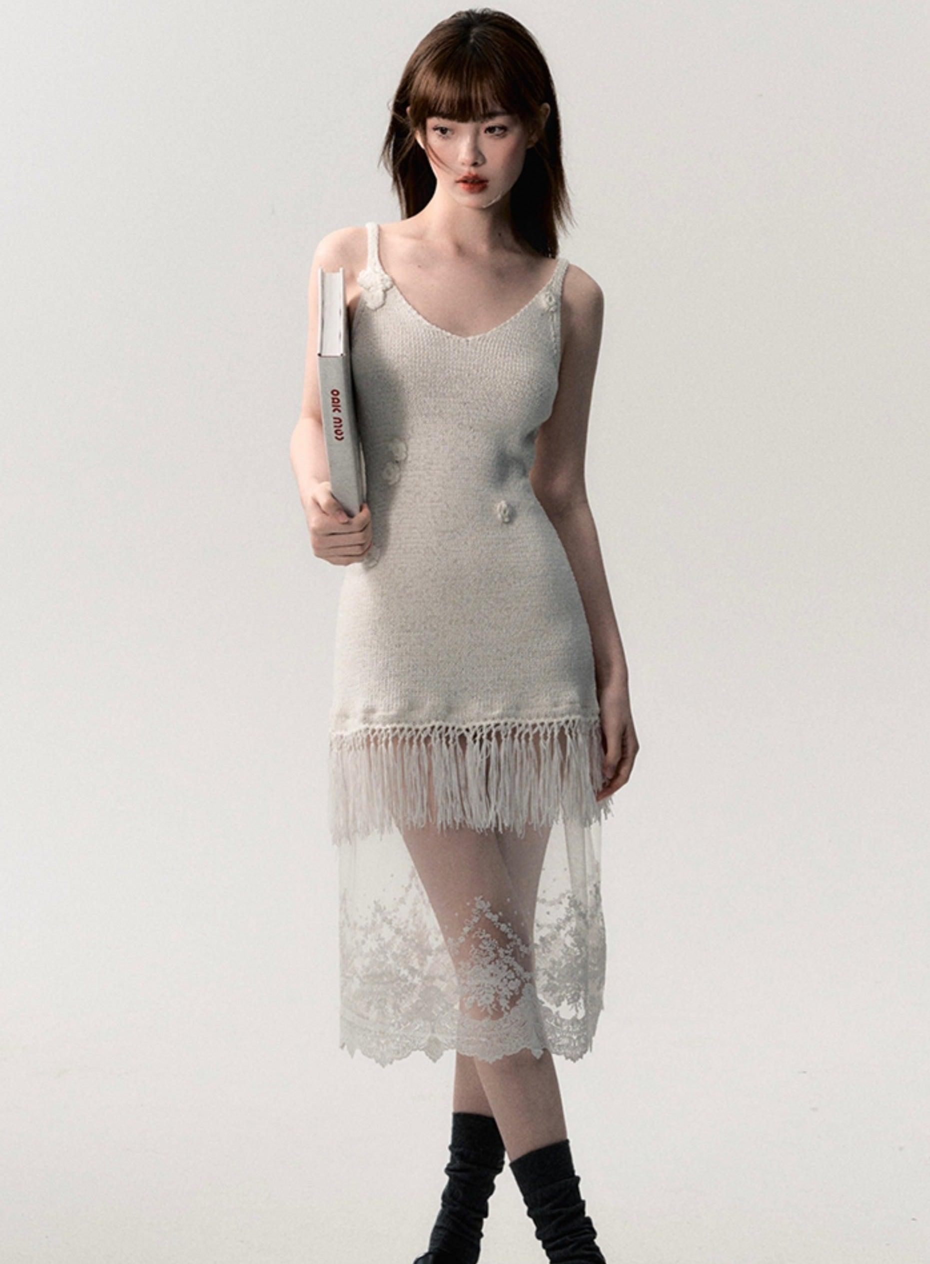 Bohemian Fringe Lace Slip Dress