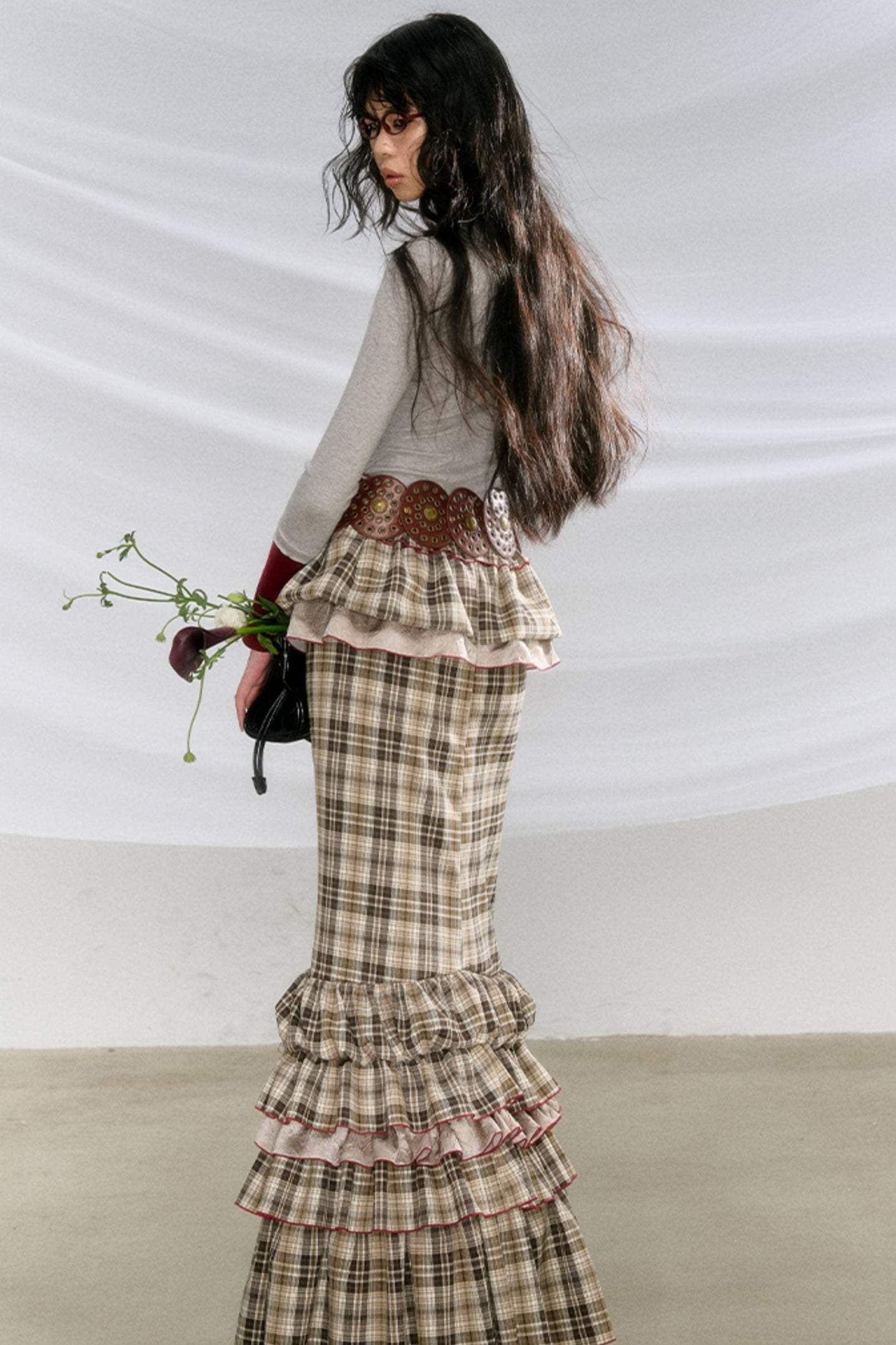 Plaid Ruffled Victorian Gothic Skirt