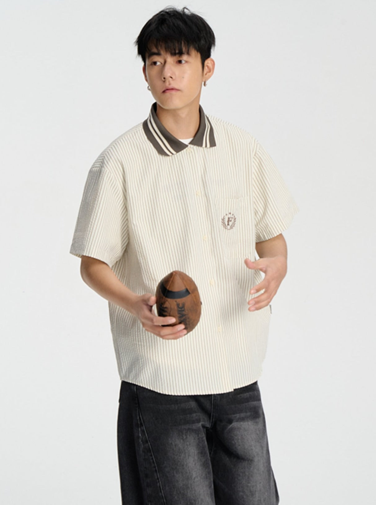 Striped Retro College Shirt - chiclara