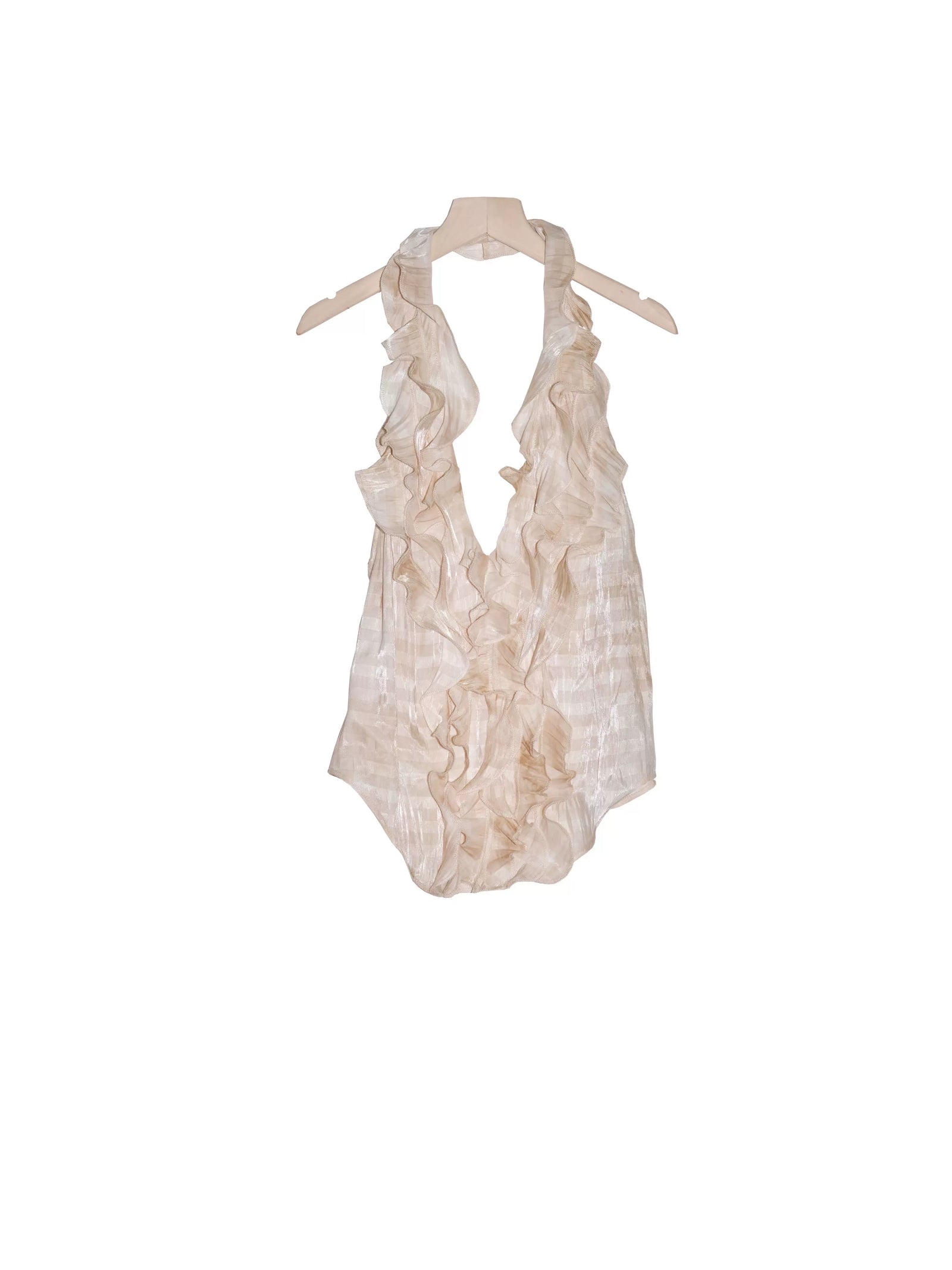 Ethereal Cascade Ruffled Halter Top