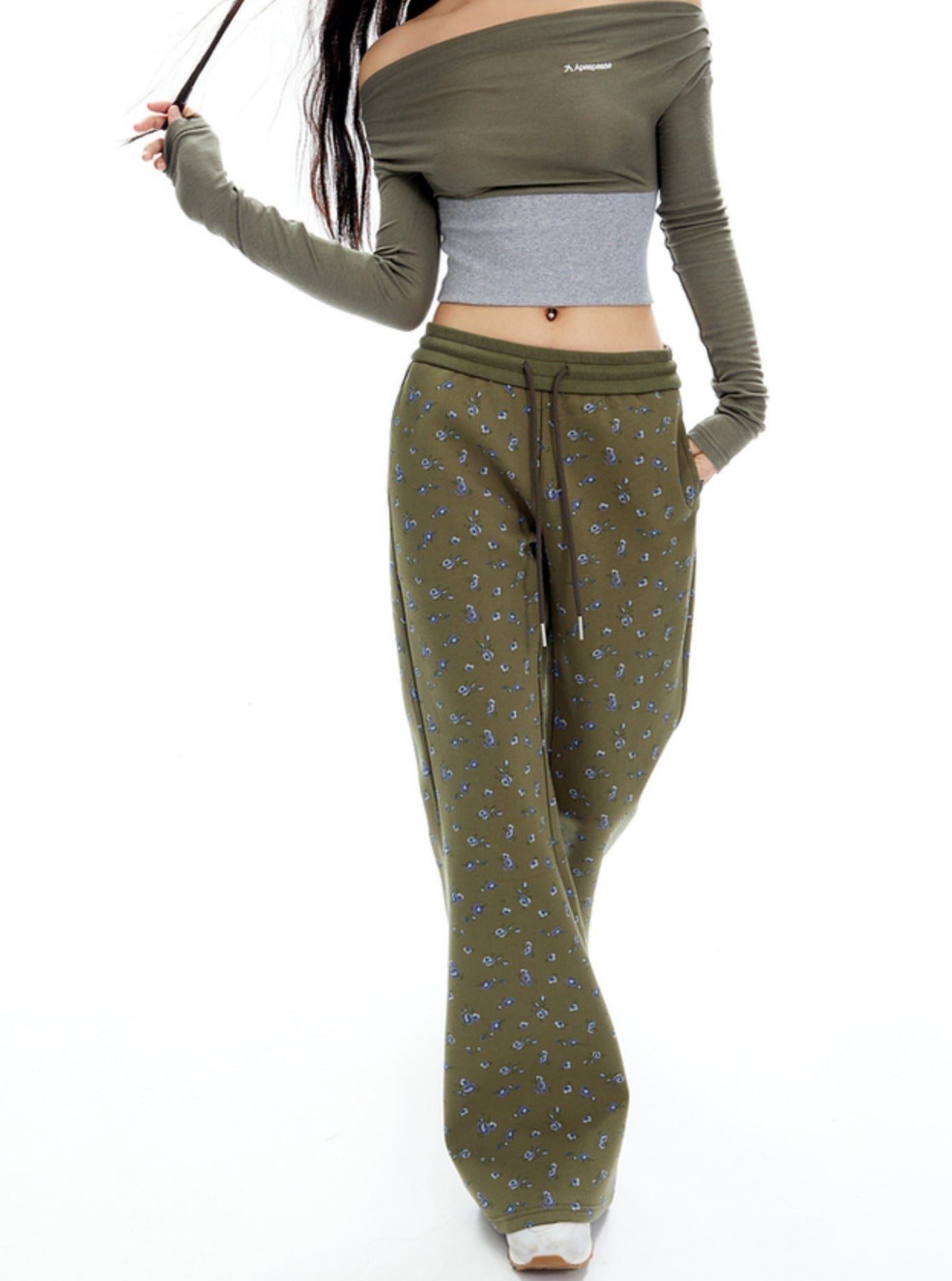 Flared Lounge Pants with Floral Print