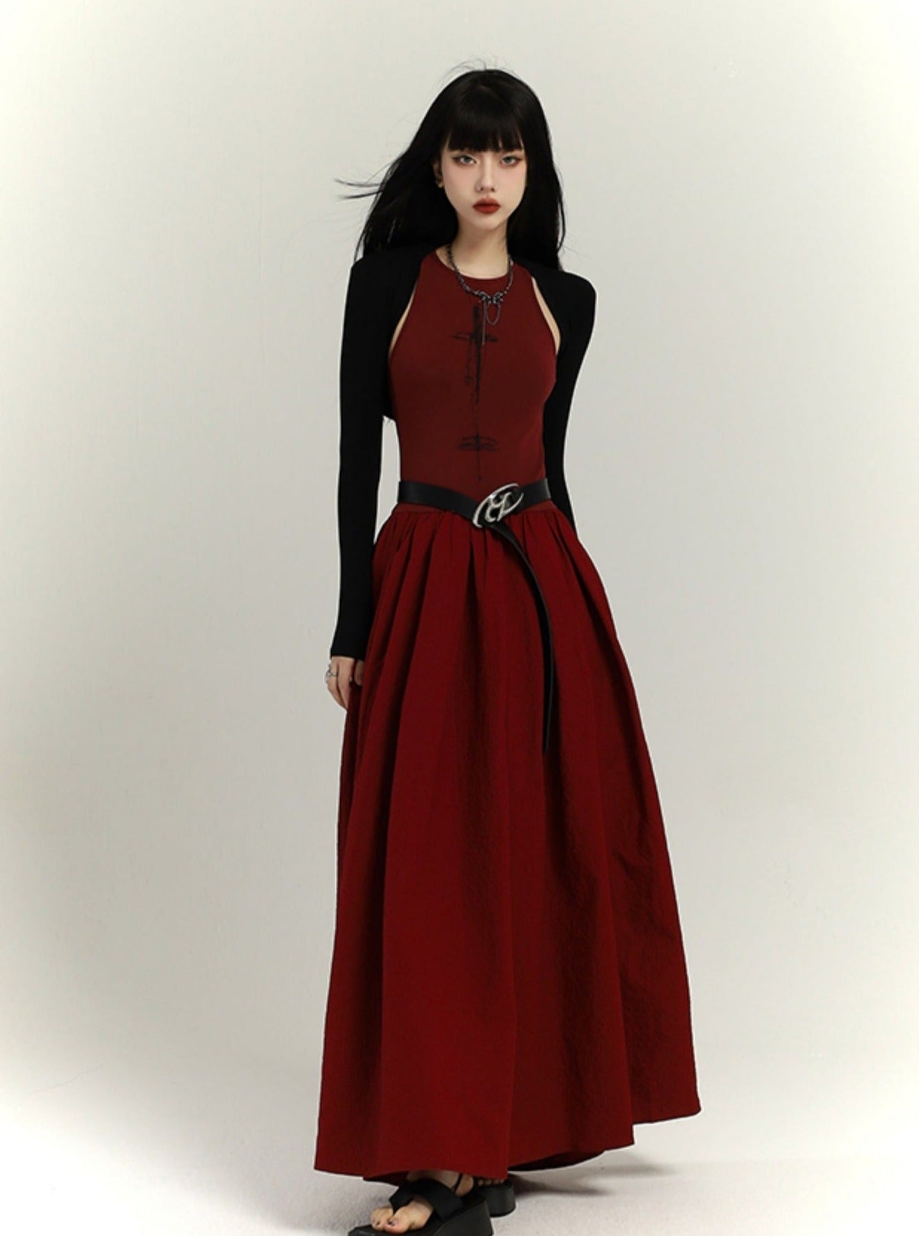 Crimson Elegance Maxi Dress - chiclara