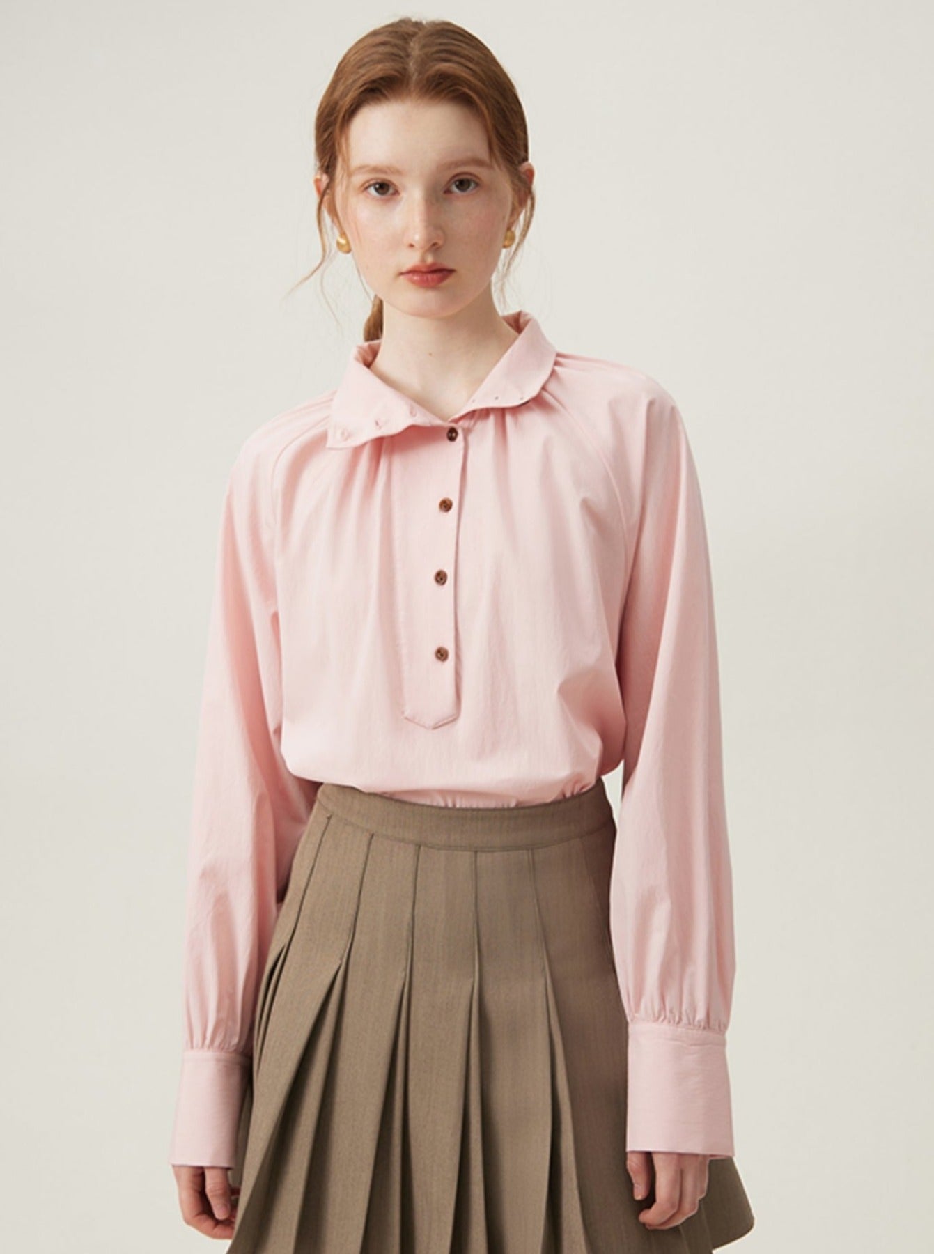 Pearl Button Collar Blouse