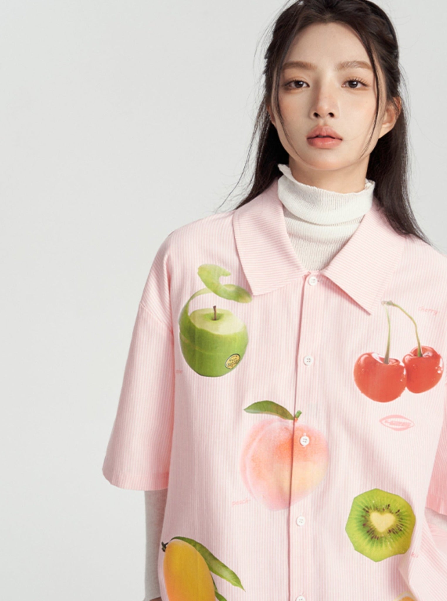 Fun Vertical Fruit Stripe Shirt - chiclara