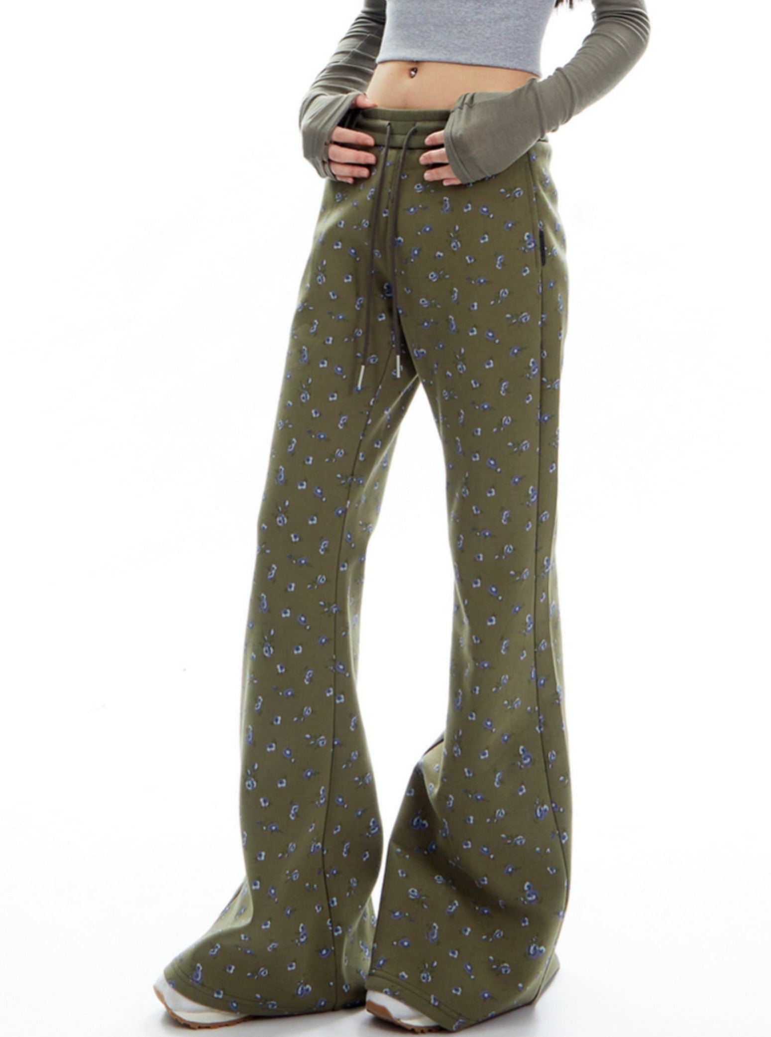 Flared Lounge Pants with Floral Print