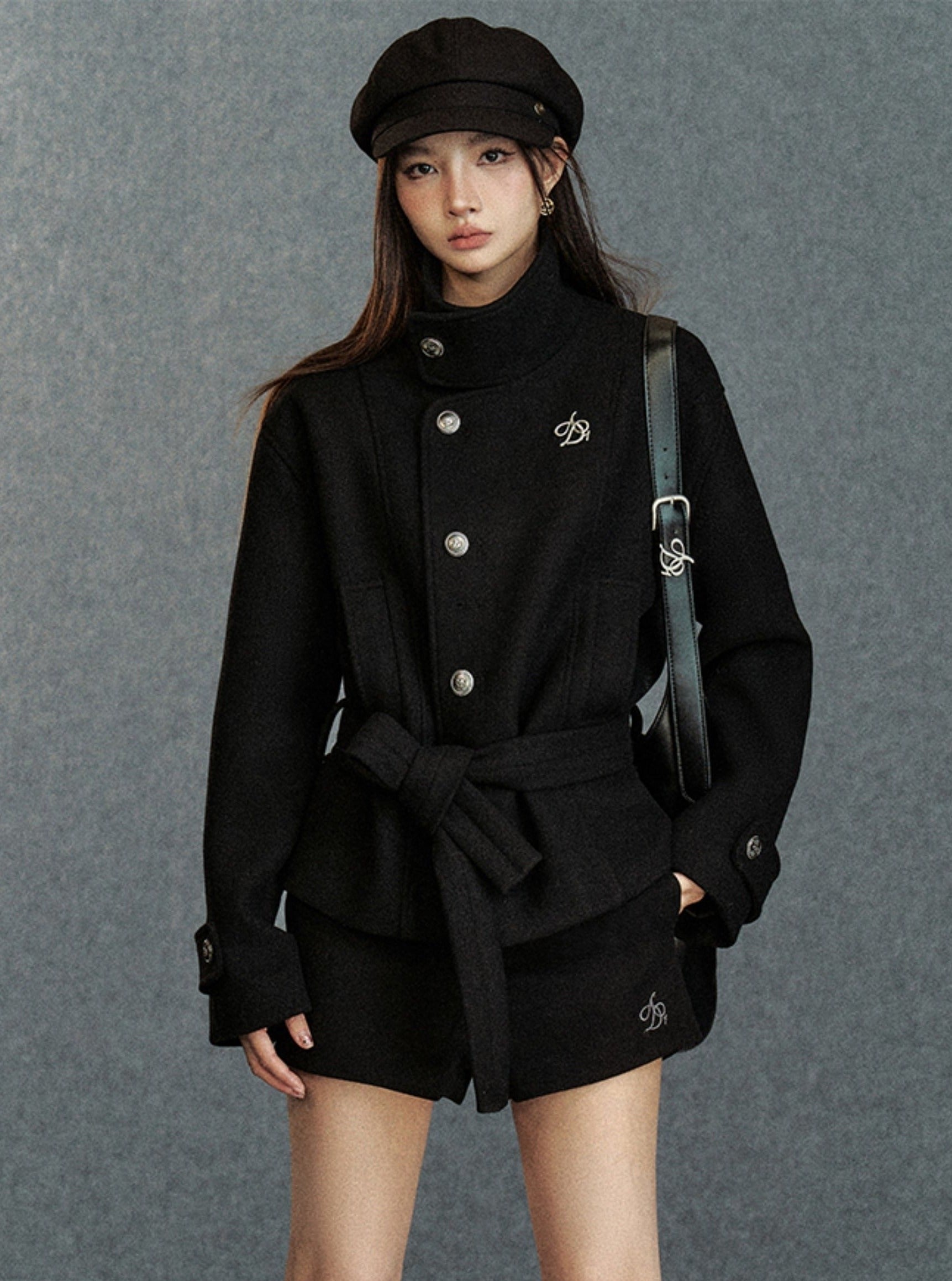 Elegant Asymmetric Belted Coat