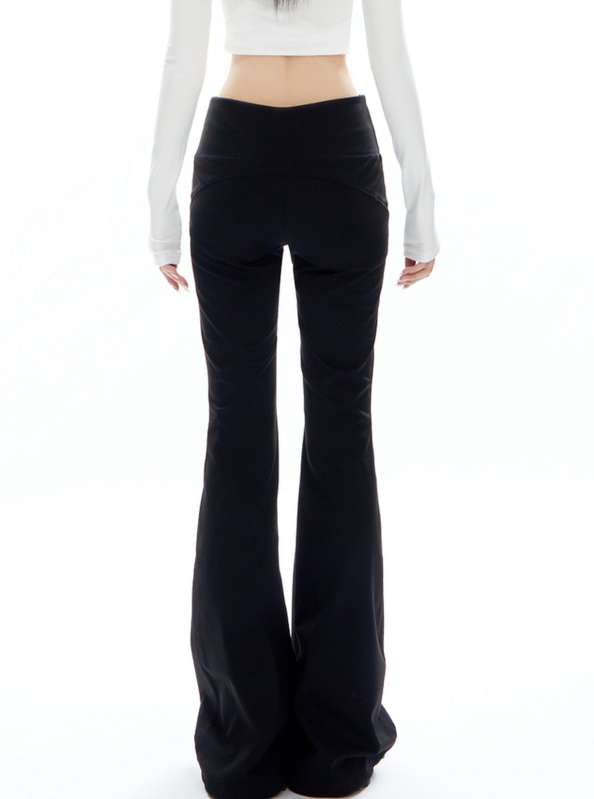 Black High-Waisted Flared Pants