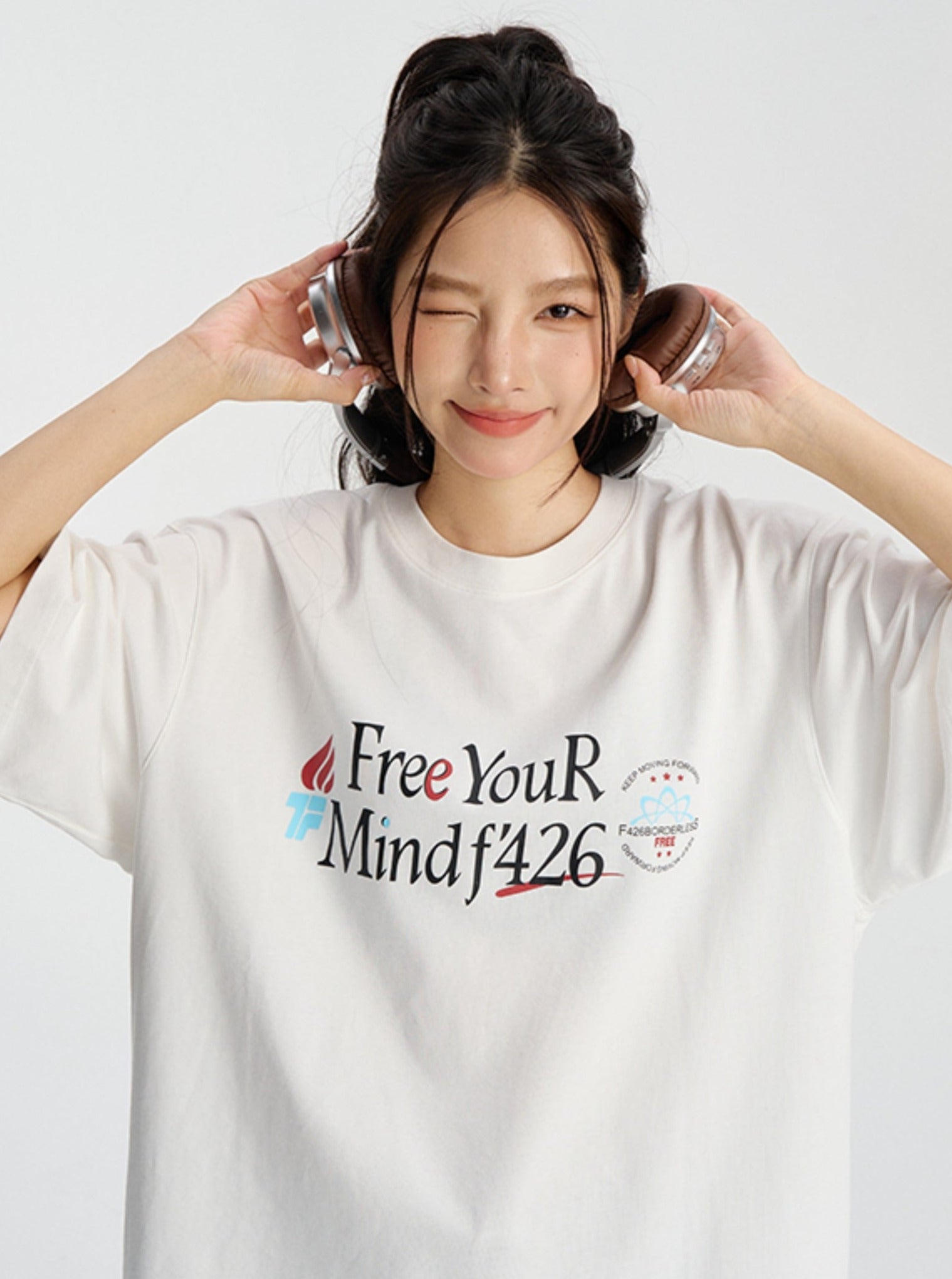 Slogan Print T-Shirt in Relaxed Fit - chiclara