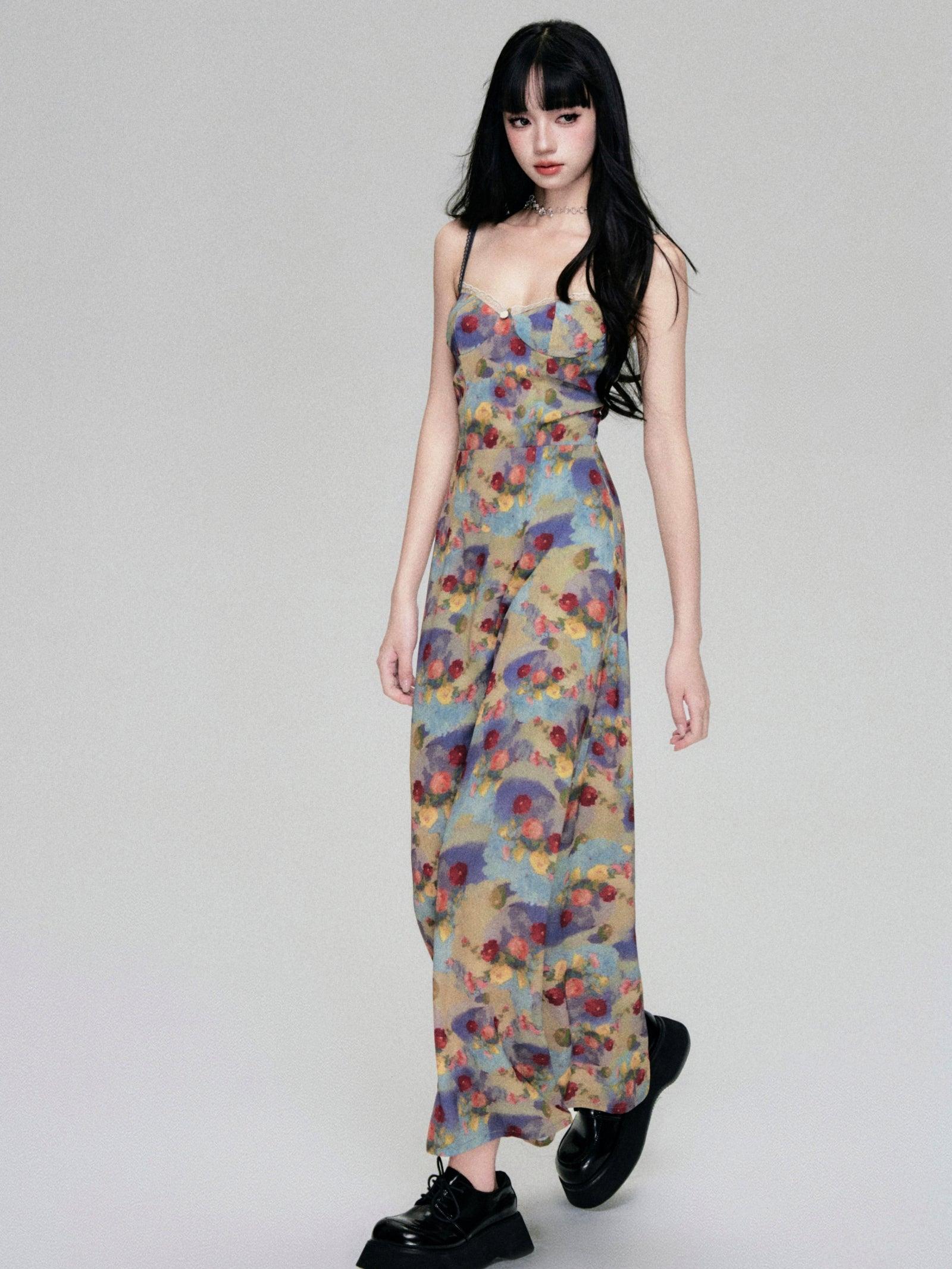 Floral Fantasy Bustier Maxi Dress - chiclara