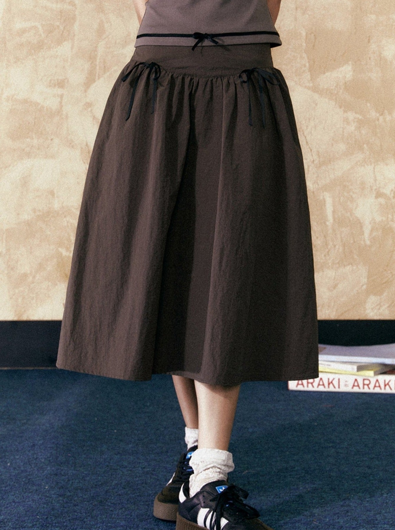 American Retro Mid Length Brown Skirt - chiclara