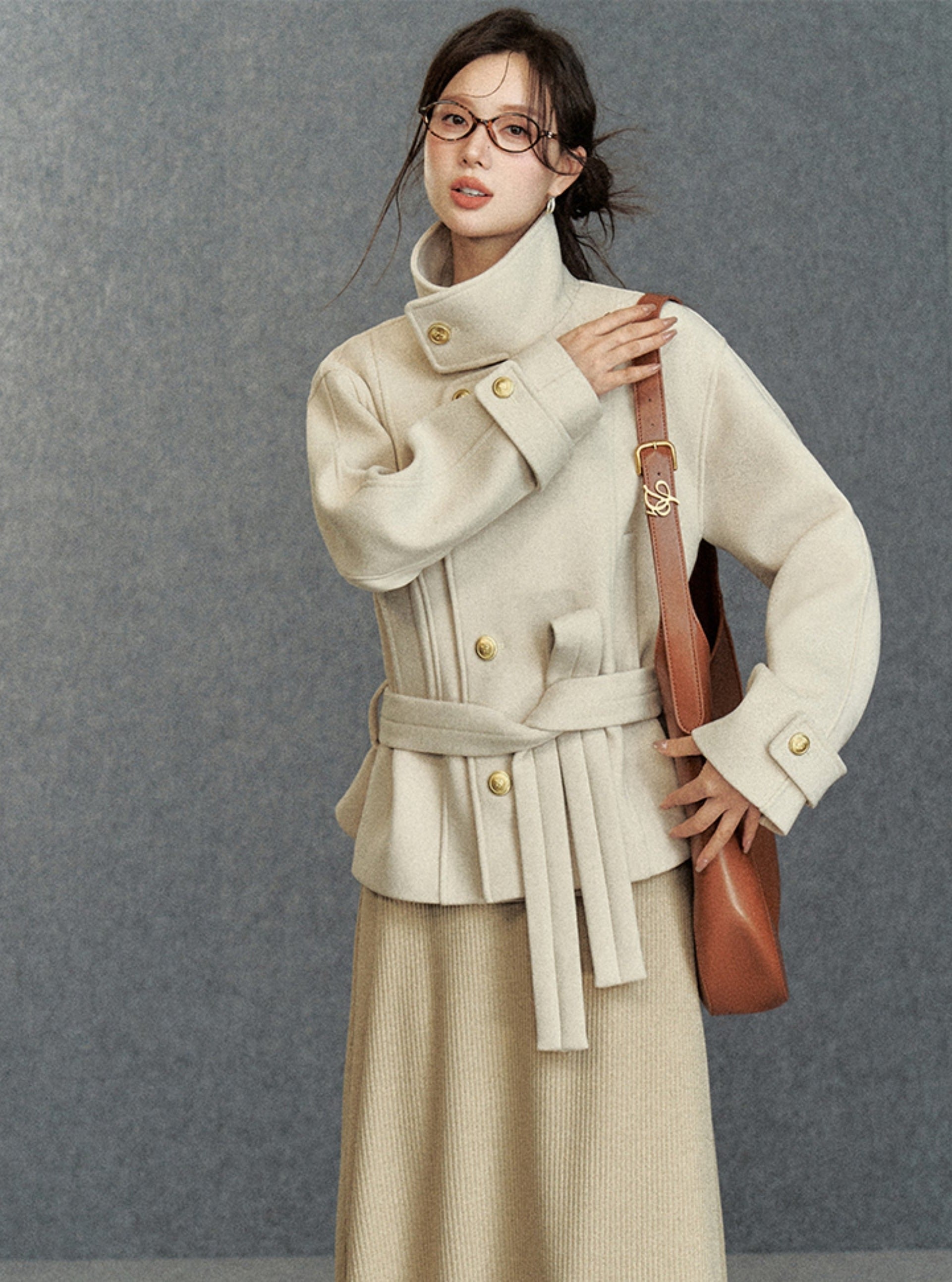 Elegant Asymmetric Belted Coat