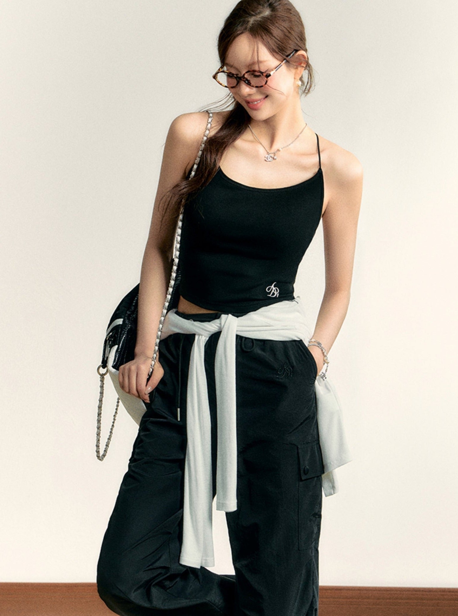 Essential Cross-Back Cami Top: Sleek Athletic Cropped Tank in Black, Heather Gray, and White