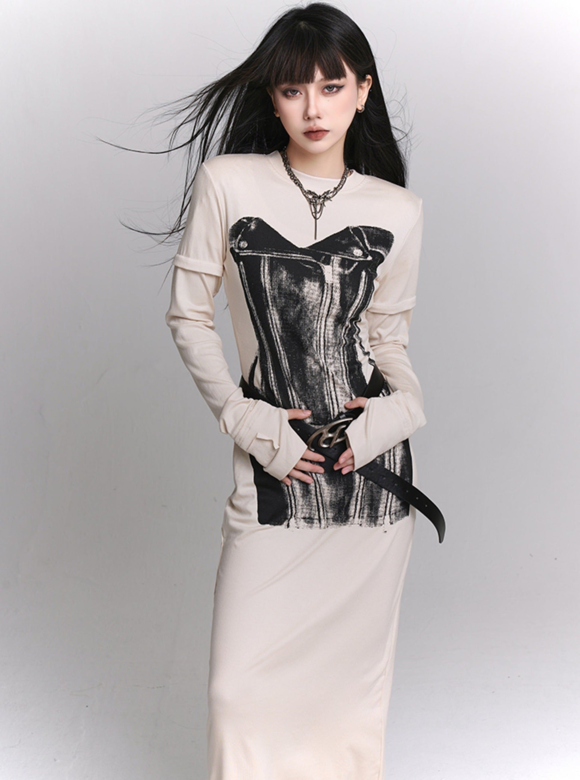 Off-White Knitted Coat Dress - chiclara