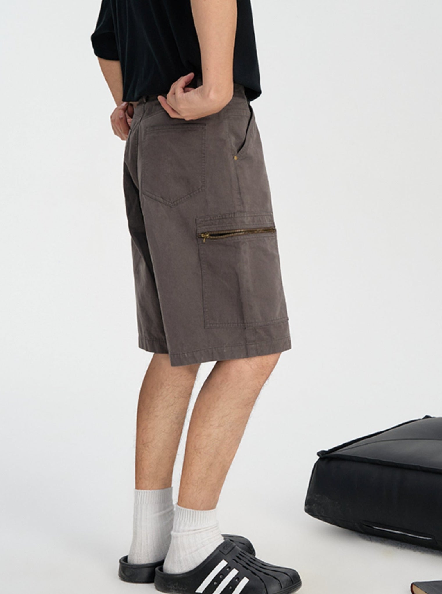 Washed Hip Hop Cargo Shorts - chiclara