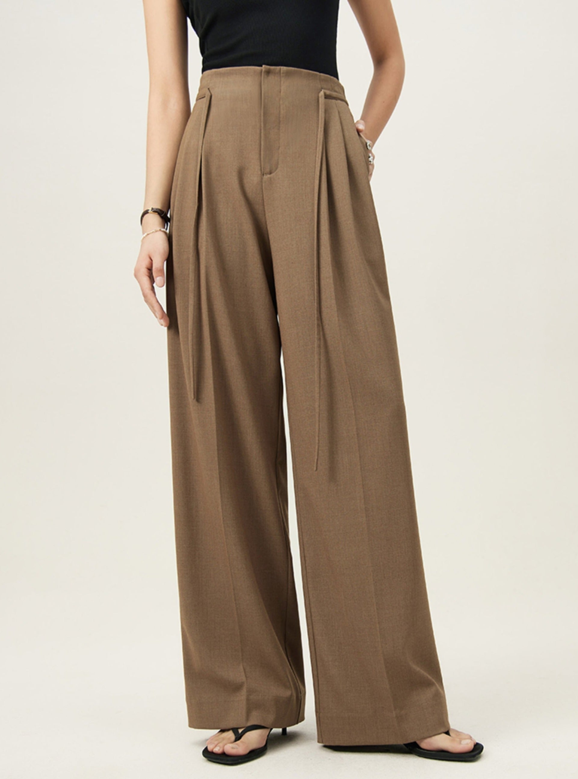 Camel Loose Fit Business Formal Trousers