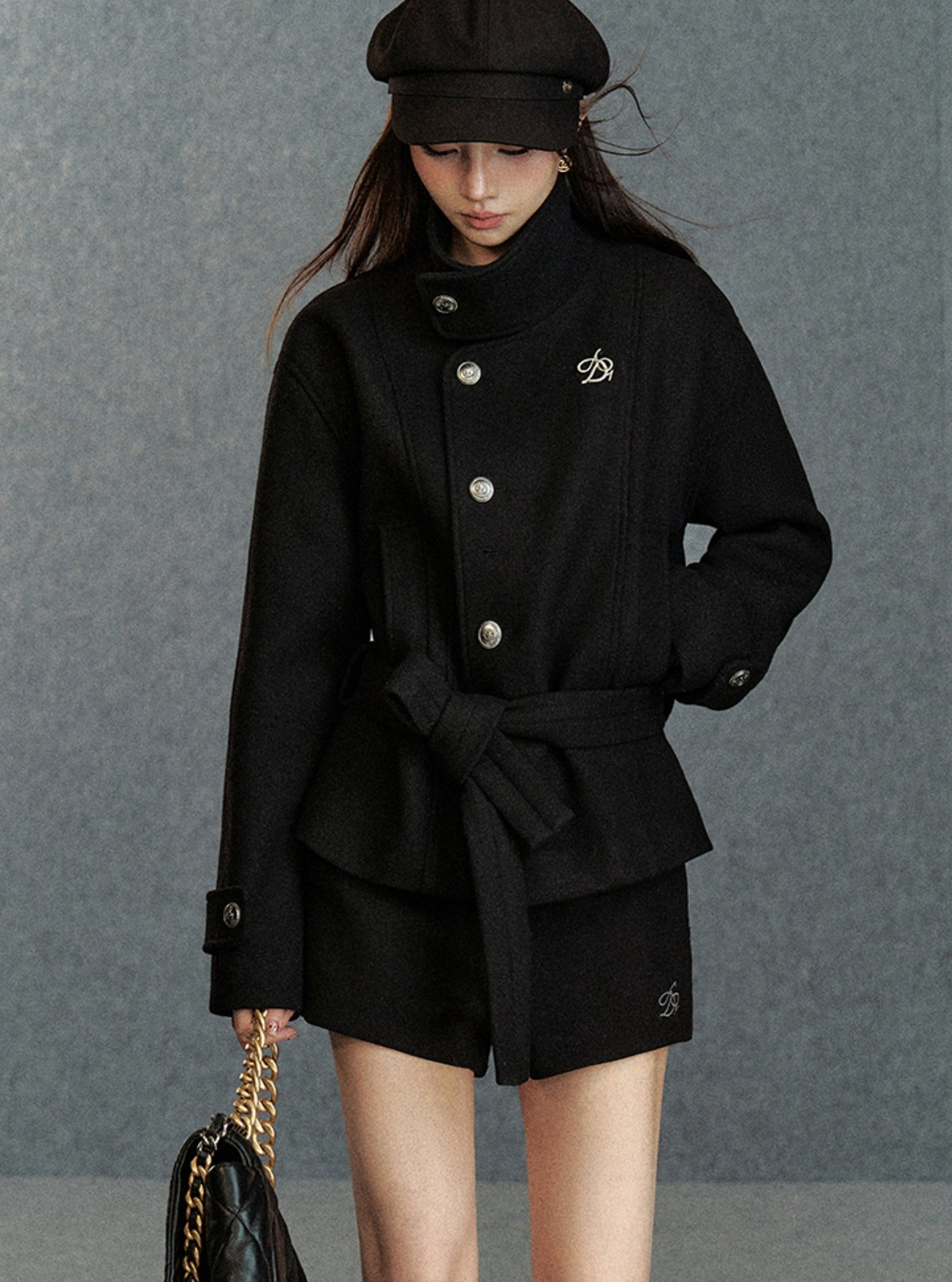 Elegant Asymmetric Belted Coat