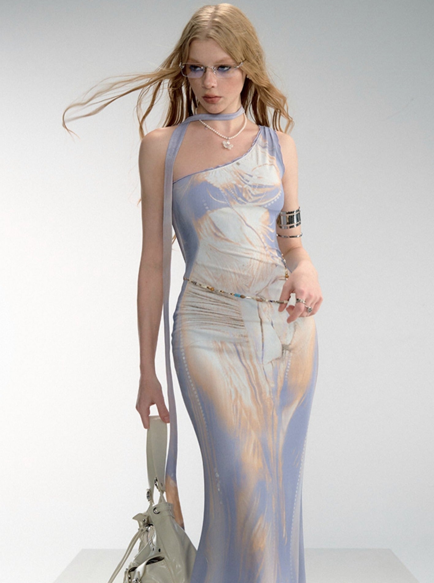 Ethereal Watercolor Two-Piece Gown Set