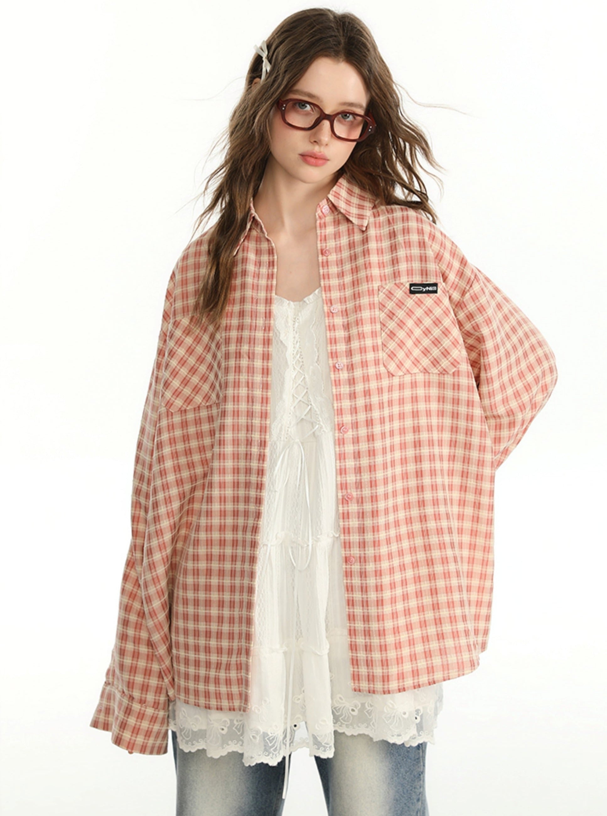 Retro Gingham Button-Up Shirt