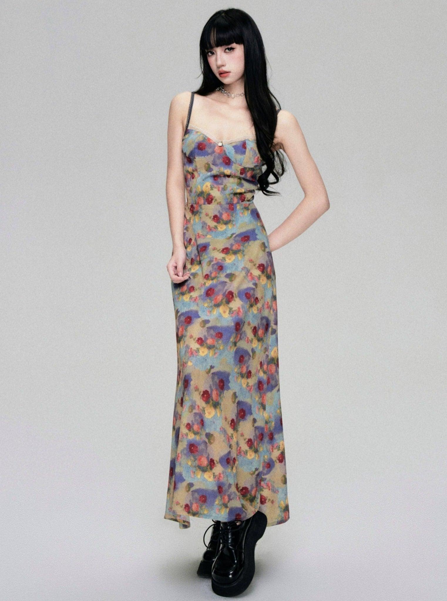 Floral Fantasy Bustier Maxi Dress - chiclara