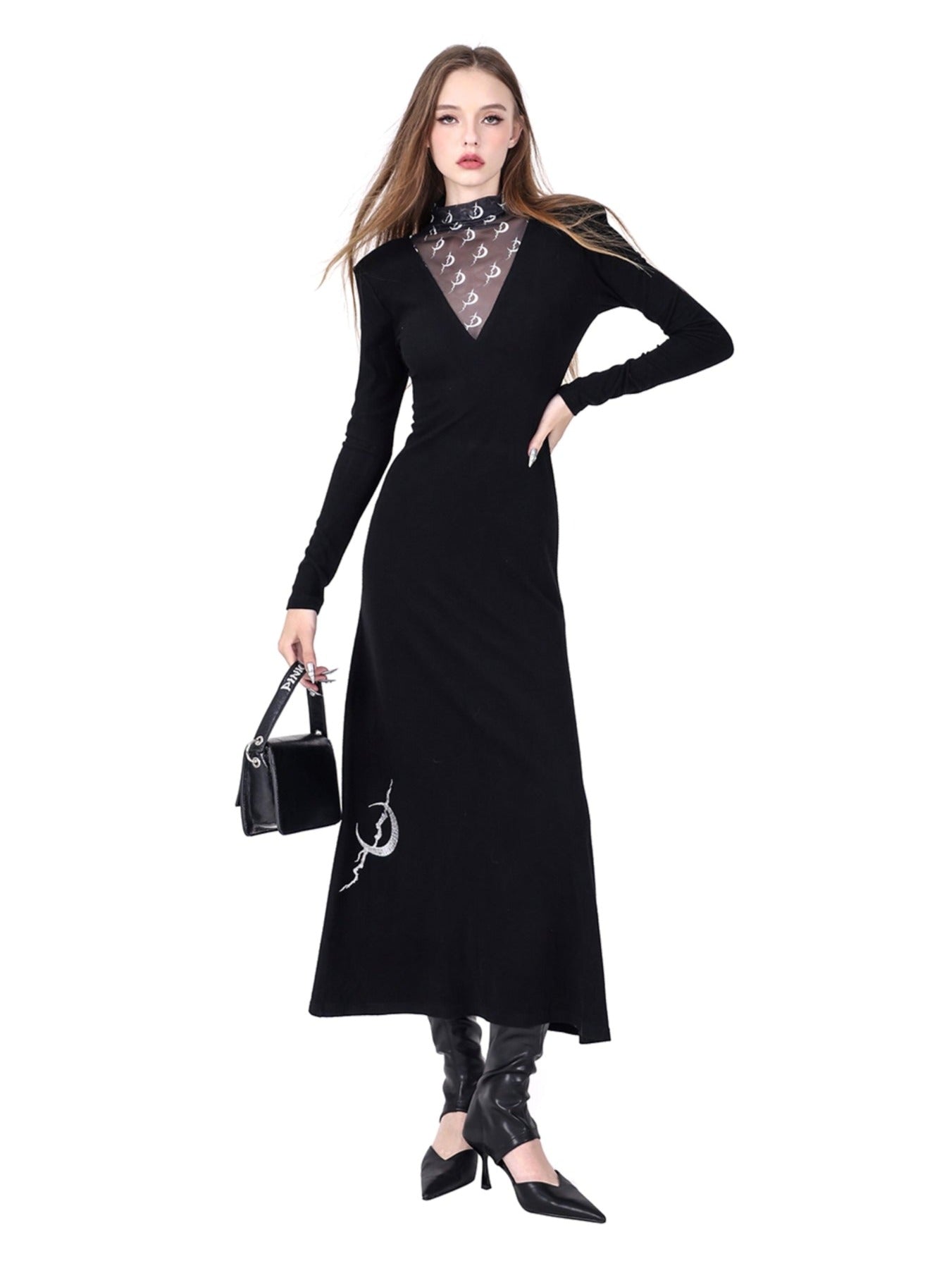 PINKSPINK Gothic Moon Maxi Dress - Black