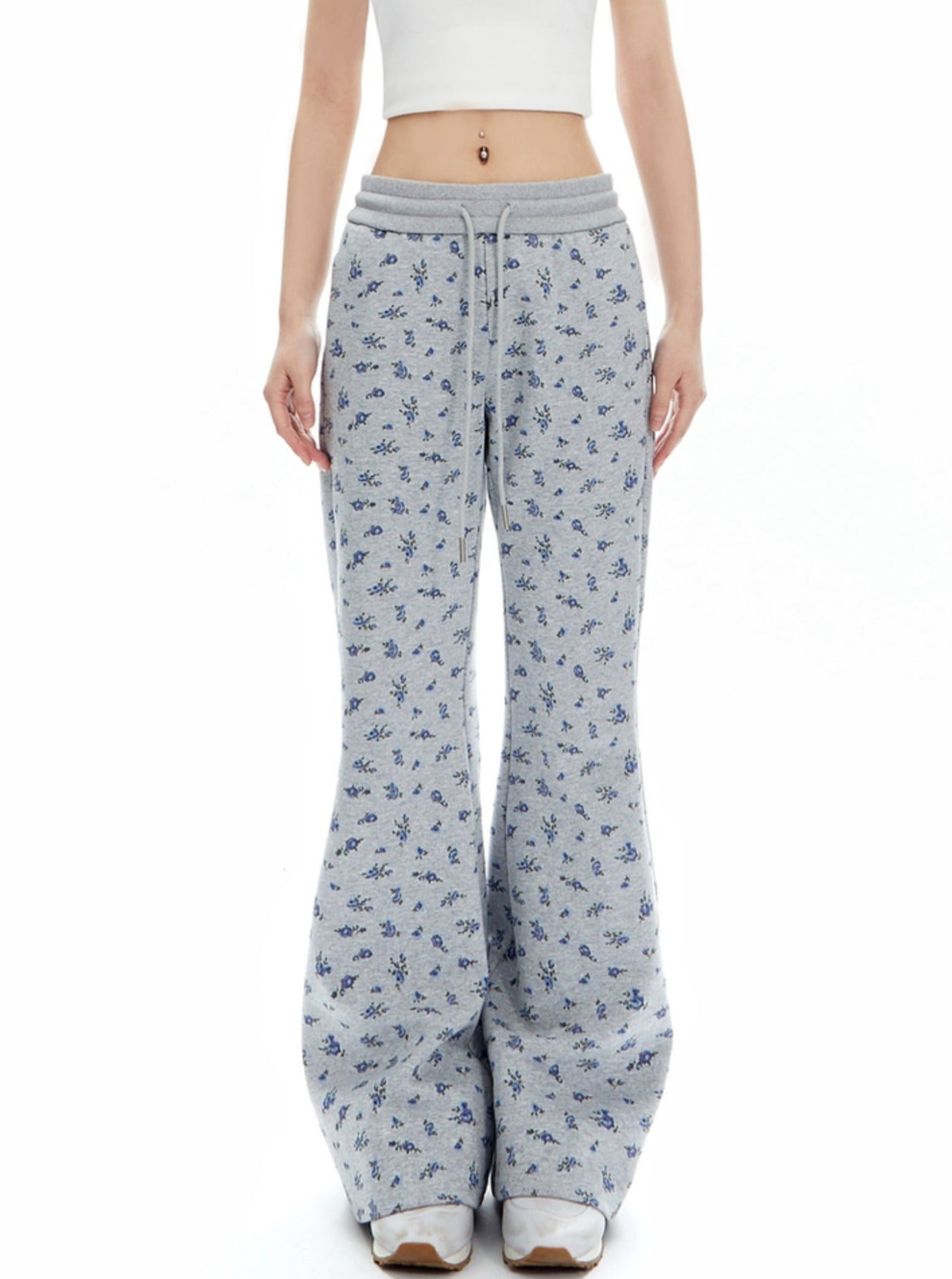 Flared Lounge Pants with Floral Print