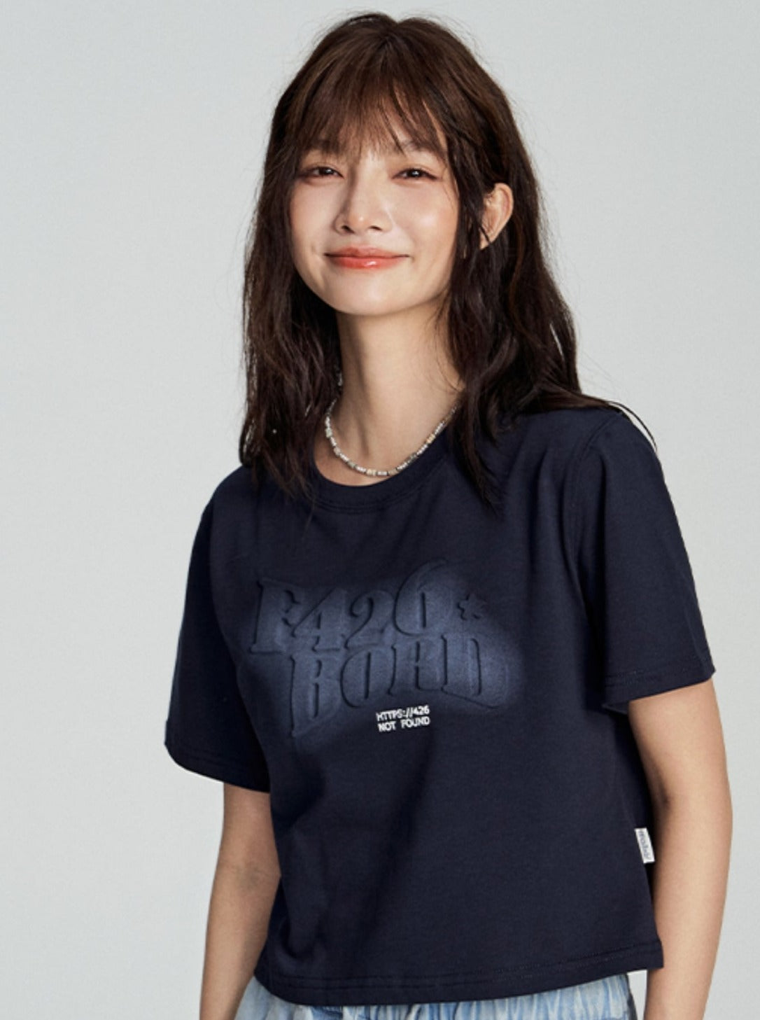 Tee with Embossed Letter Design - chiclara