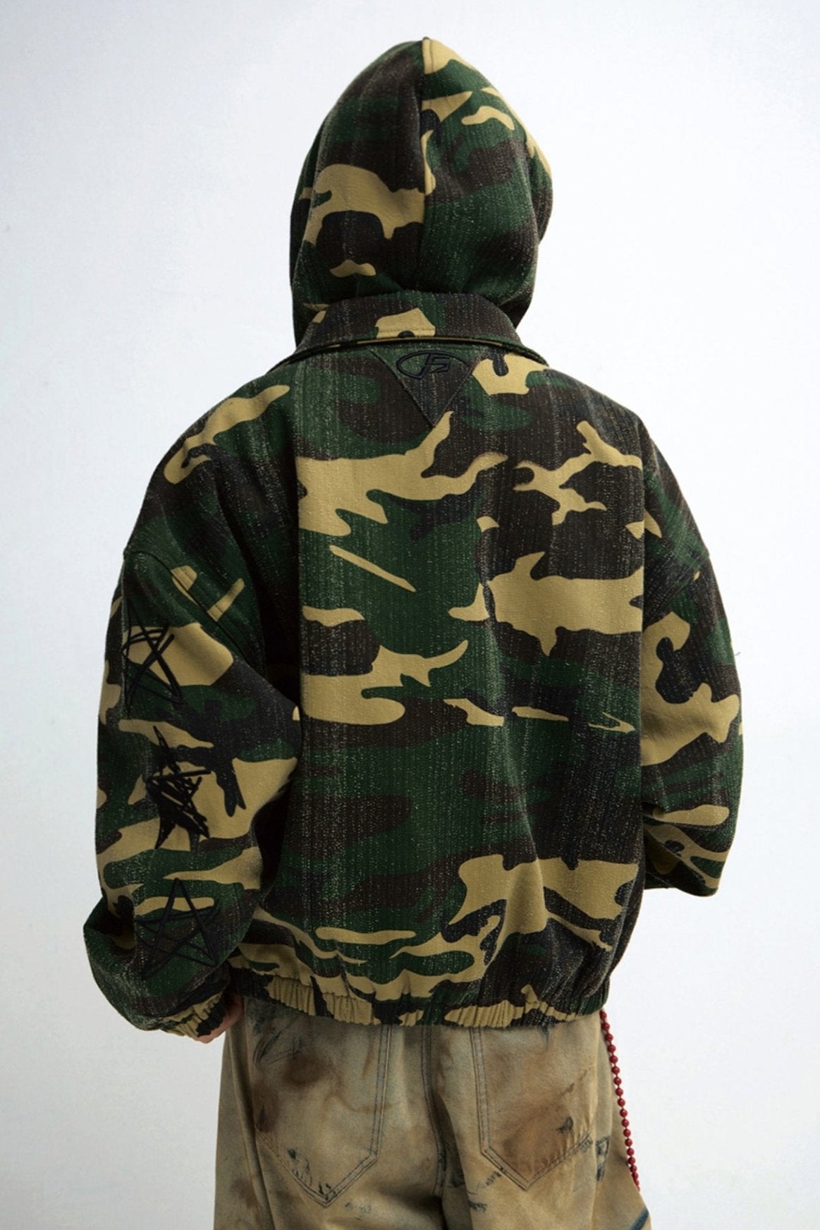 Men's Punk Camouflage Tree Scratch Hooded Jacket