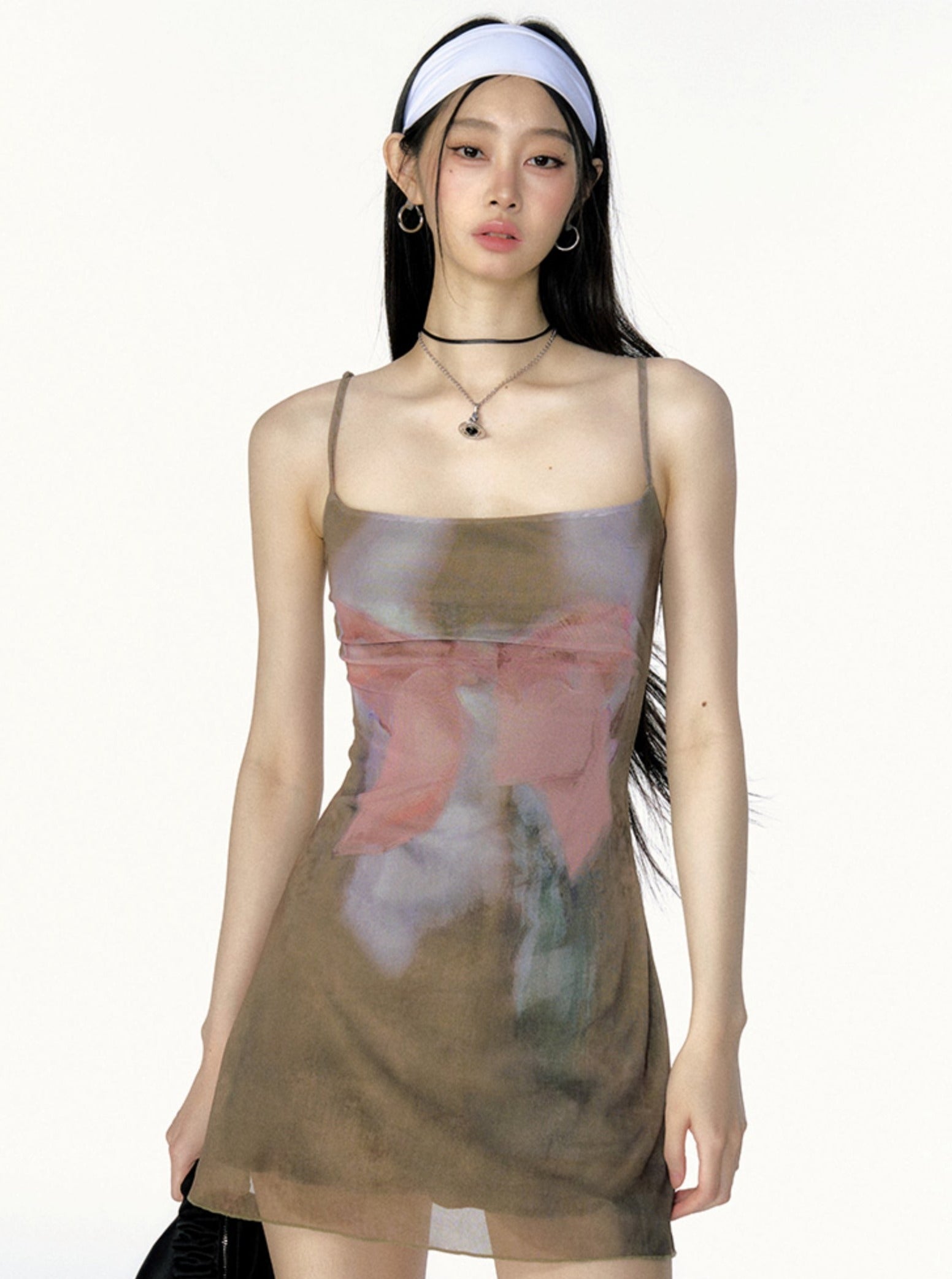 Abstract Floral Mesh Summer Dress