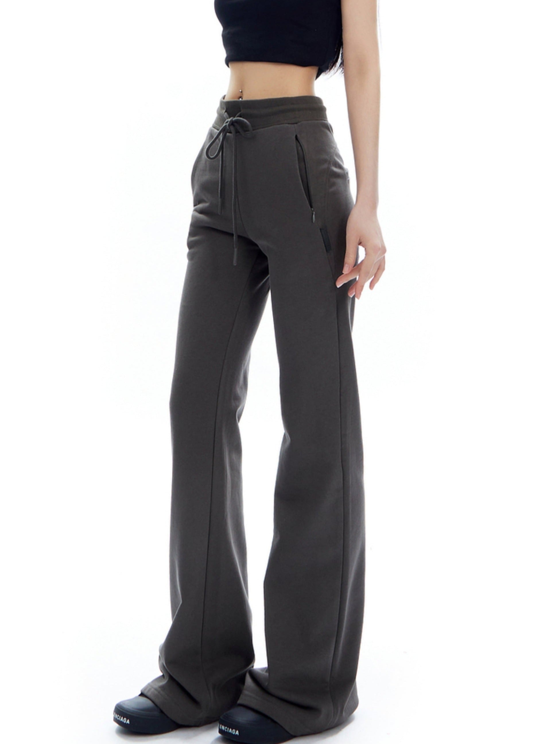 Wide-Leg Drawstring Sweatpants