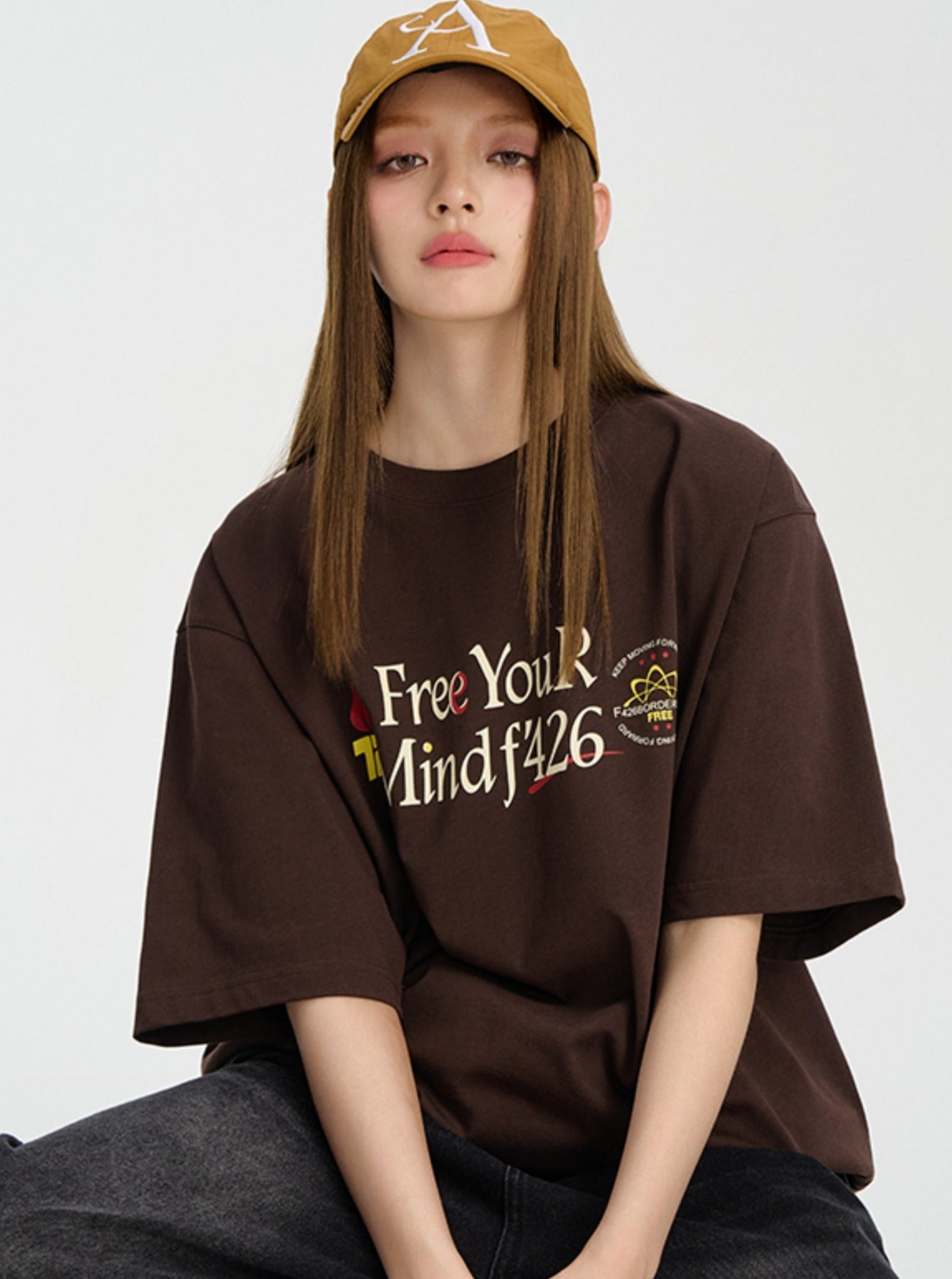 Slogan Print T-Shirt in Relaxed Fit - chiclara