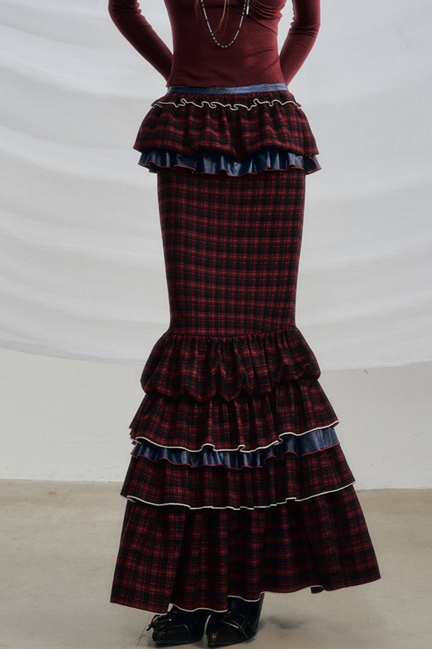 Plaid Ruffled Victorian Gothic Skirt