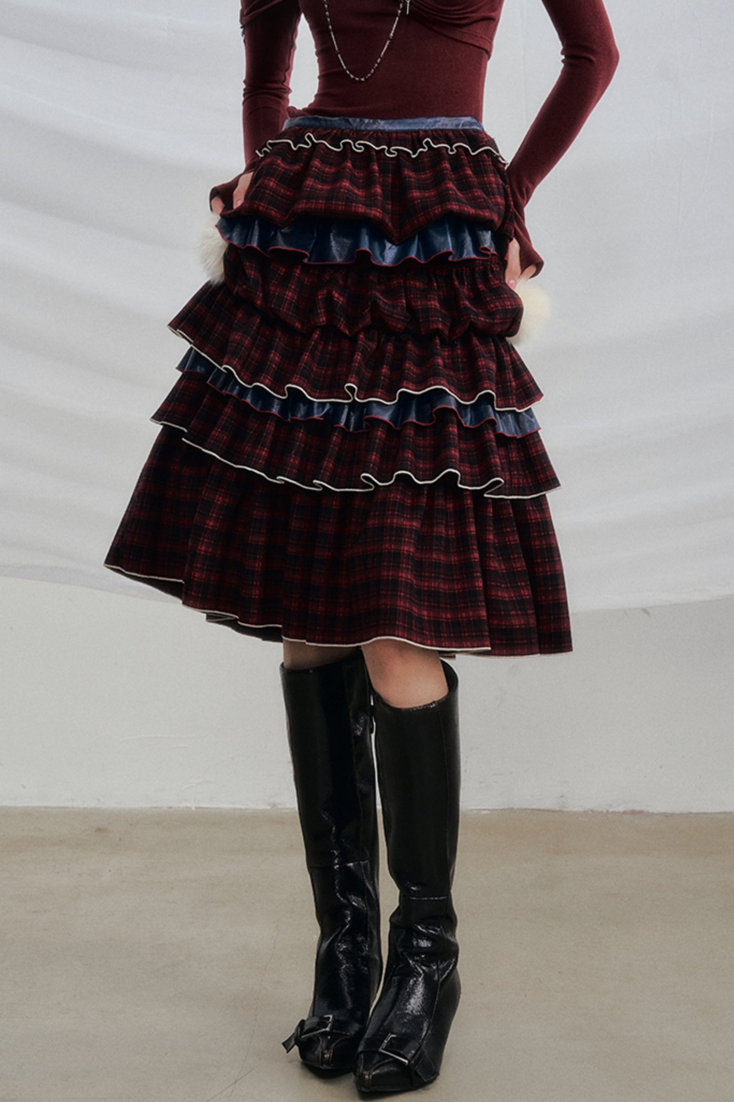 Plaid Ruffled Victorian Gothic Skirt