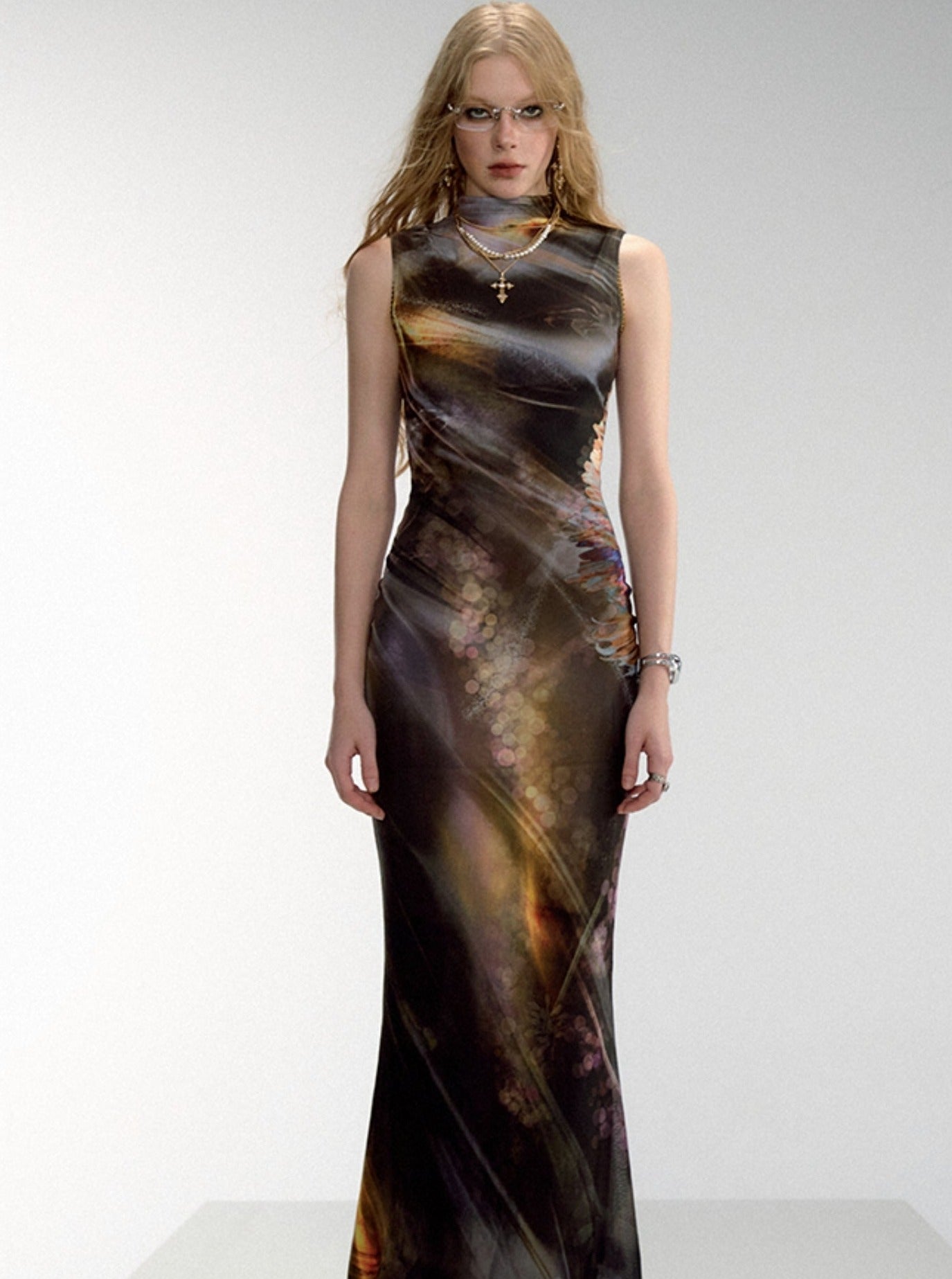 Aurora Borealis Sleeveless Maxi Dress