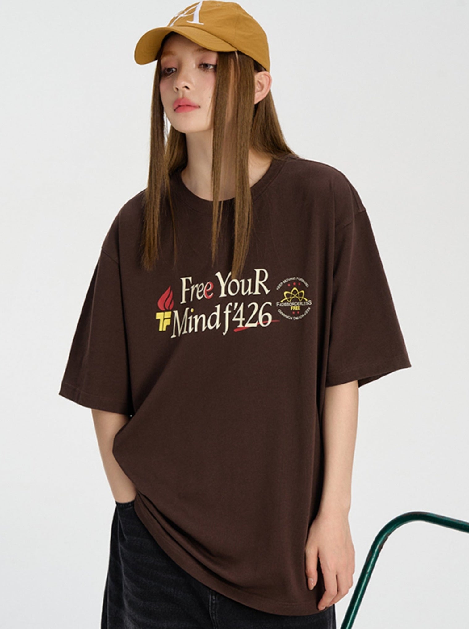 Slogan Print T-Shirt in Relaxed Fit - chiclara