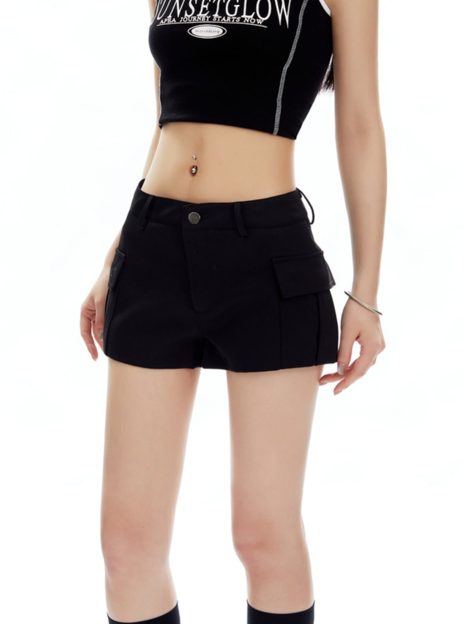 Tailored Mini Shorts with Flap Pocket