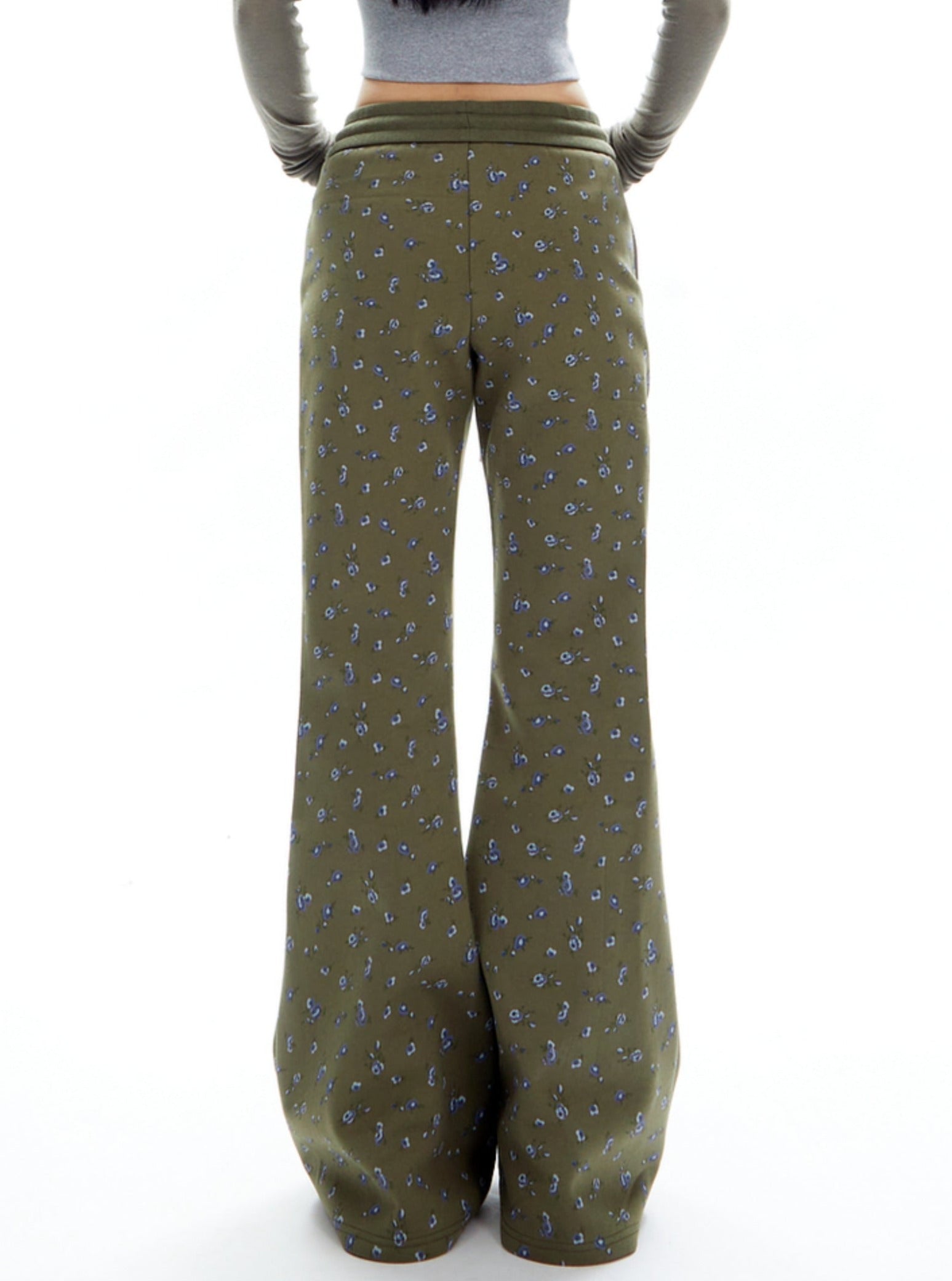 Flared Lounge Pants with Floral Print