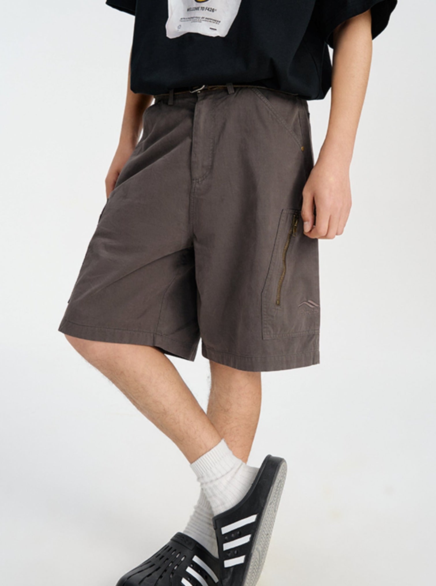 Washed Hip Hop Cargo Shorts - chiclara