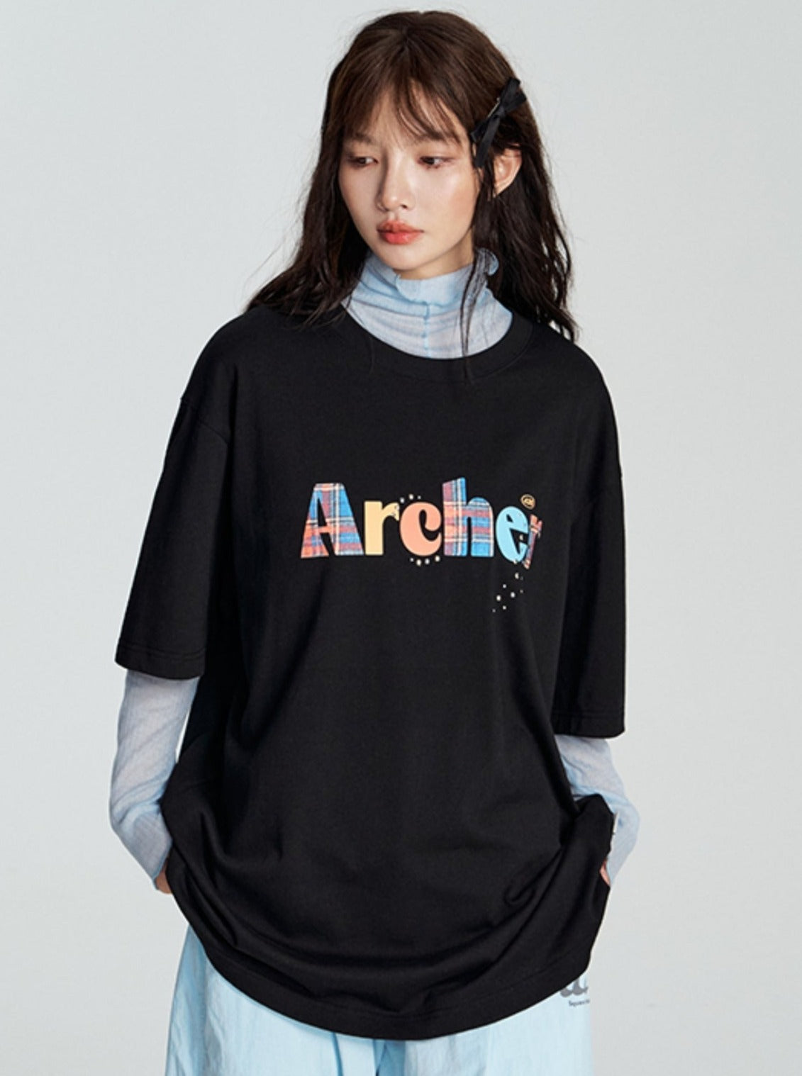 Plaid Pastel Archer Tee - chiclara