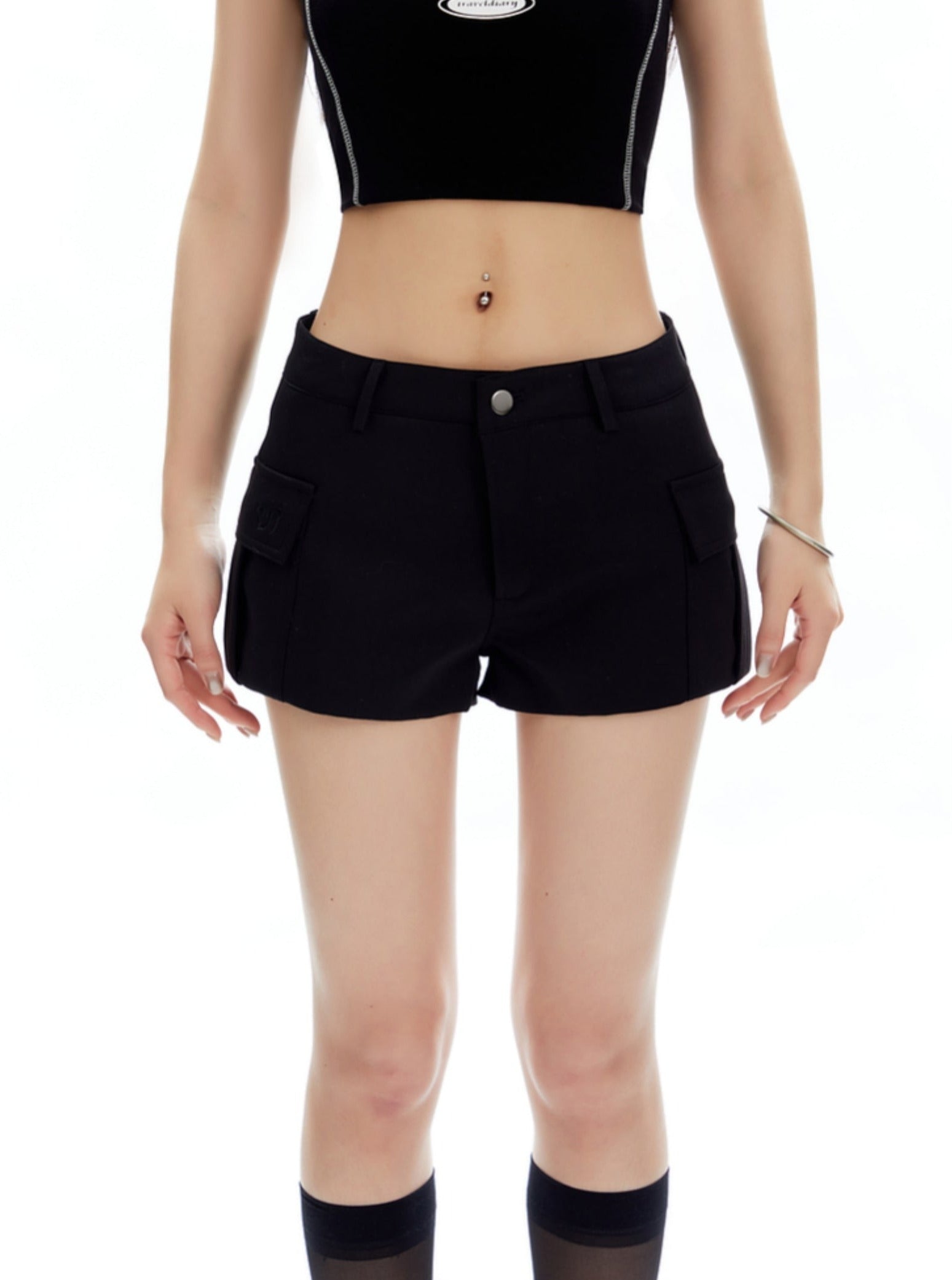 Tailored Mini Shorts with Flap Pocket