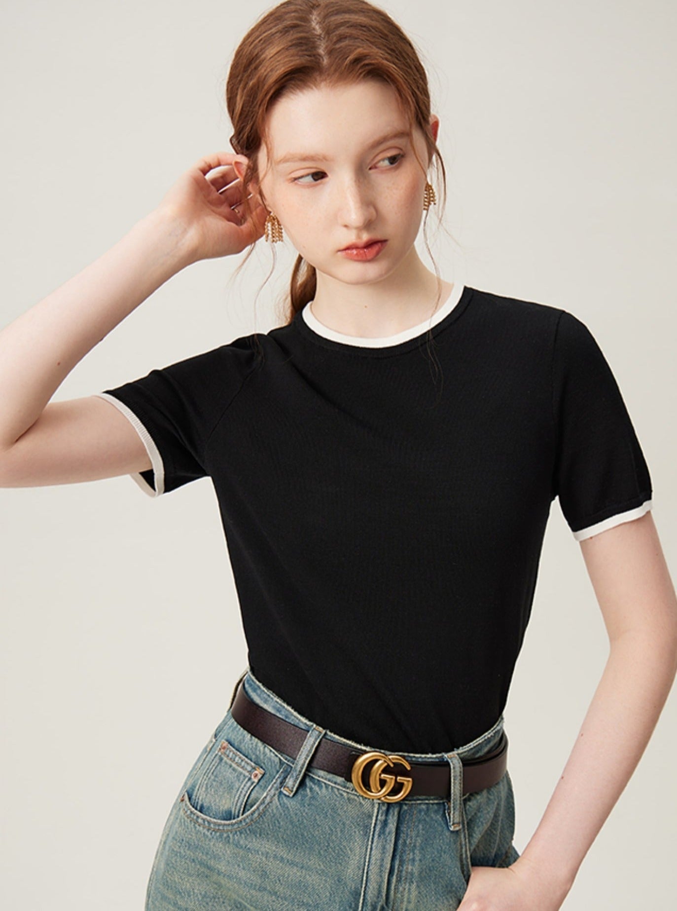 Contrast Edge Basic Everyday T-shirt