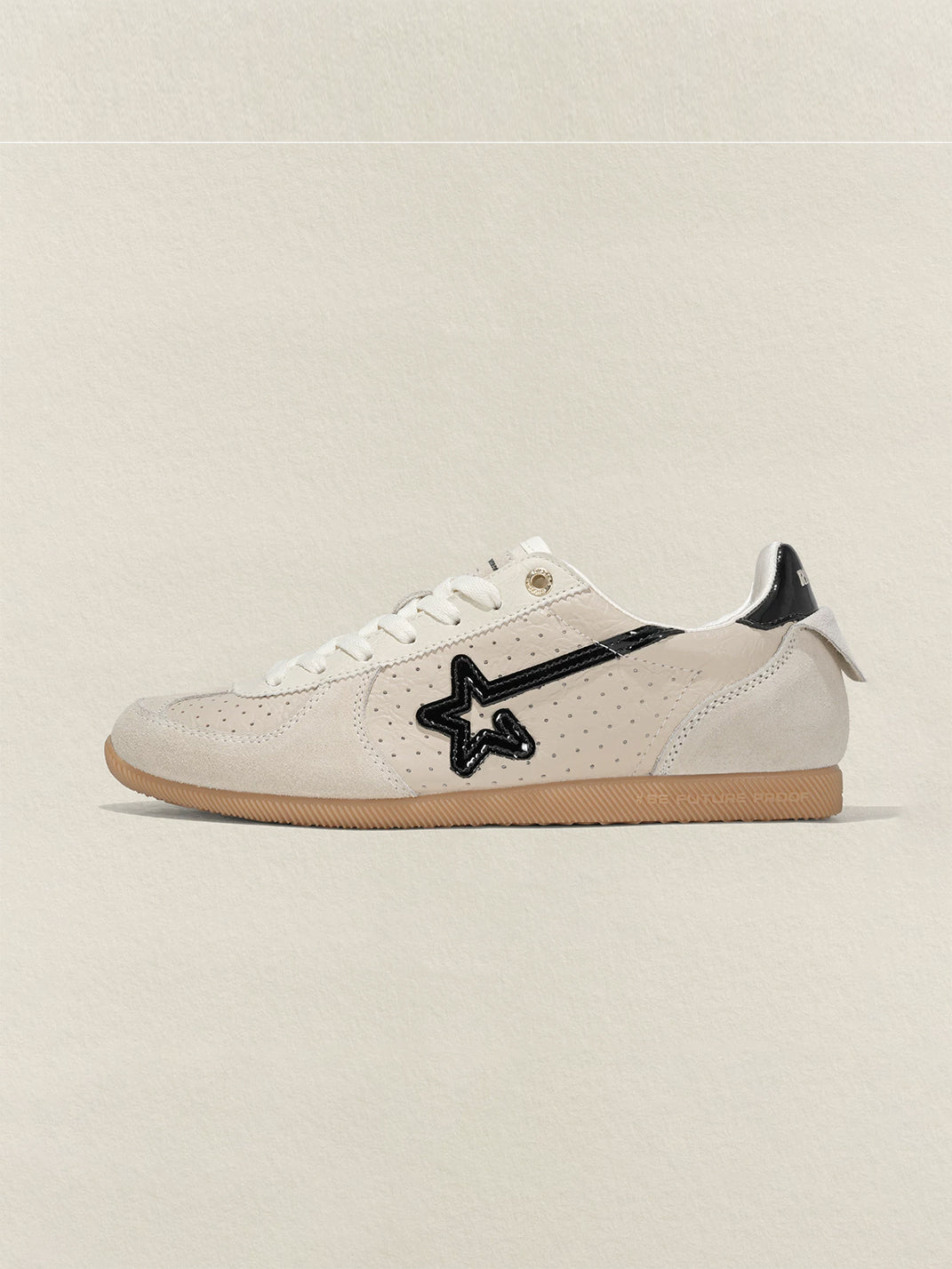 Cream Star-Panel Suede Low-Top Gumsole Sneakers - view 11