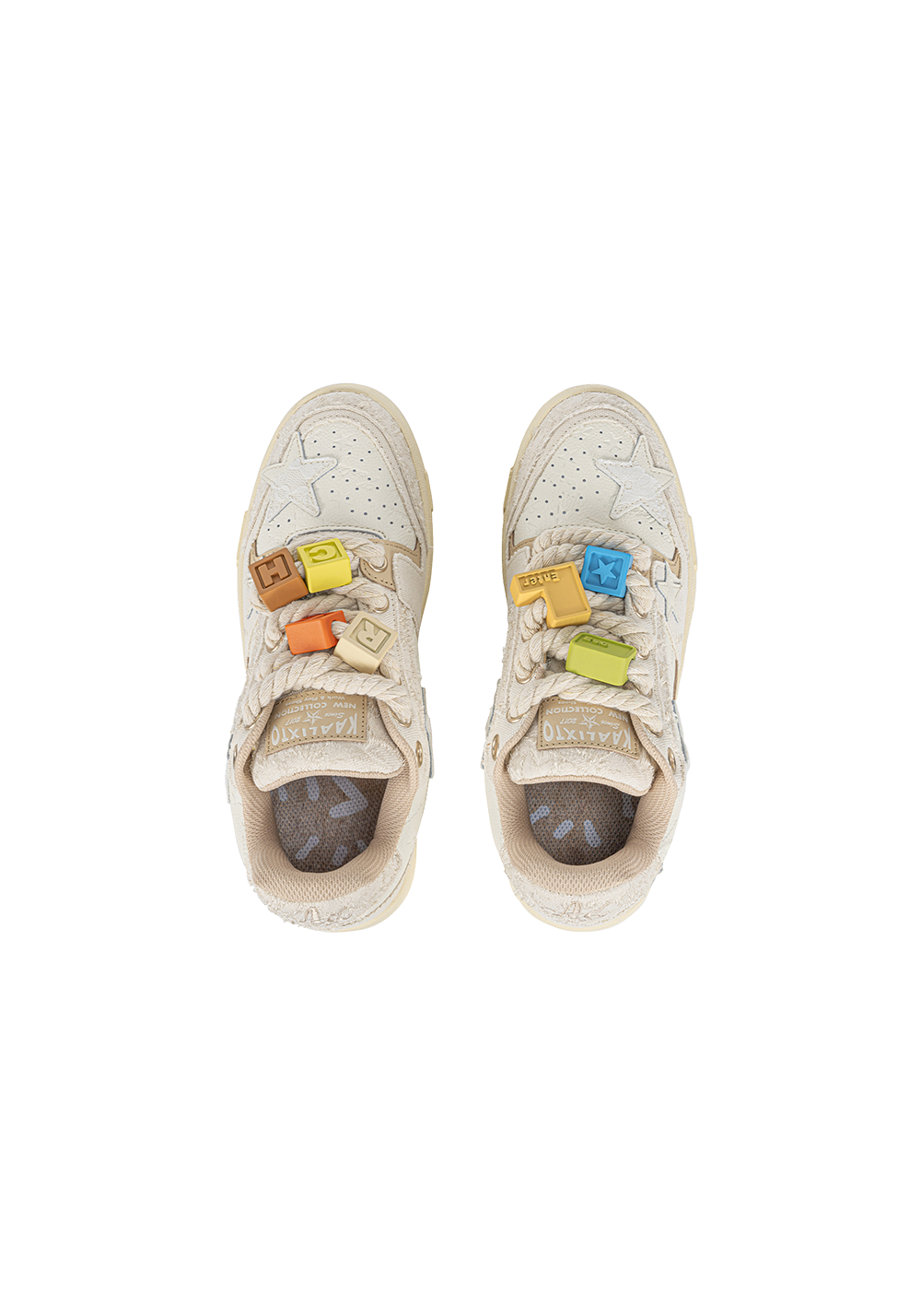 Beige Lace Star Low-Top Sneakers - View 10