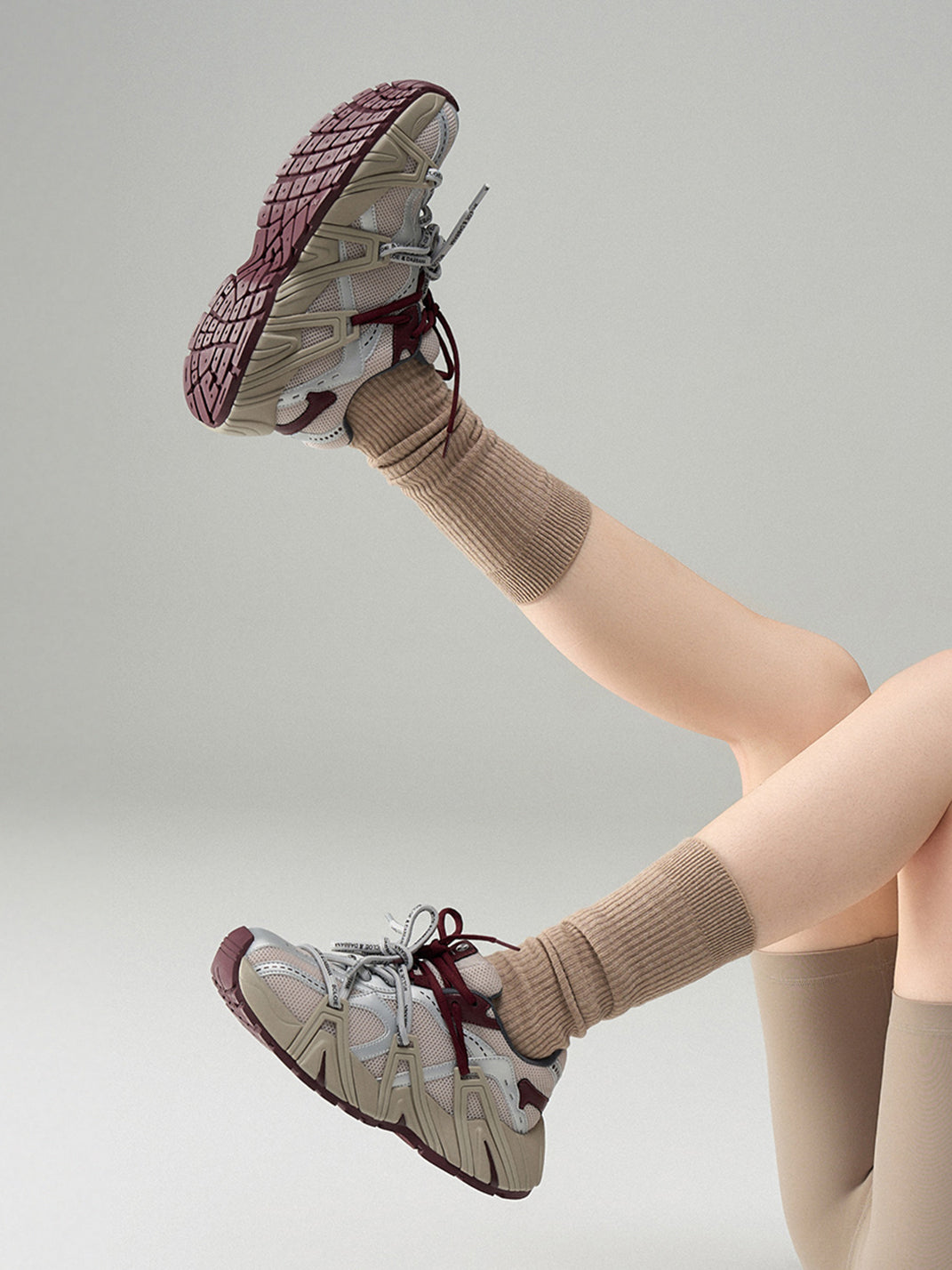 Beige Mesh Cage Runner Sneakers - View 4