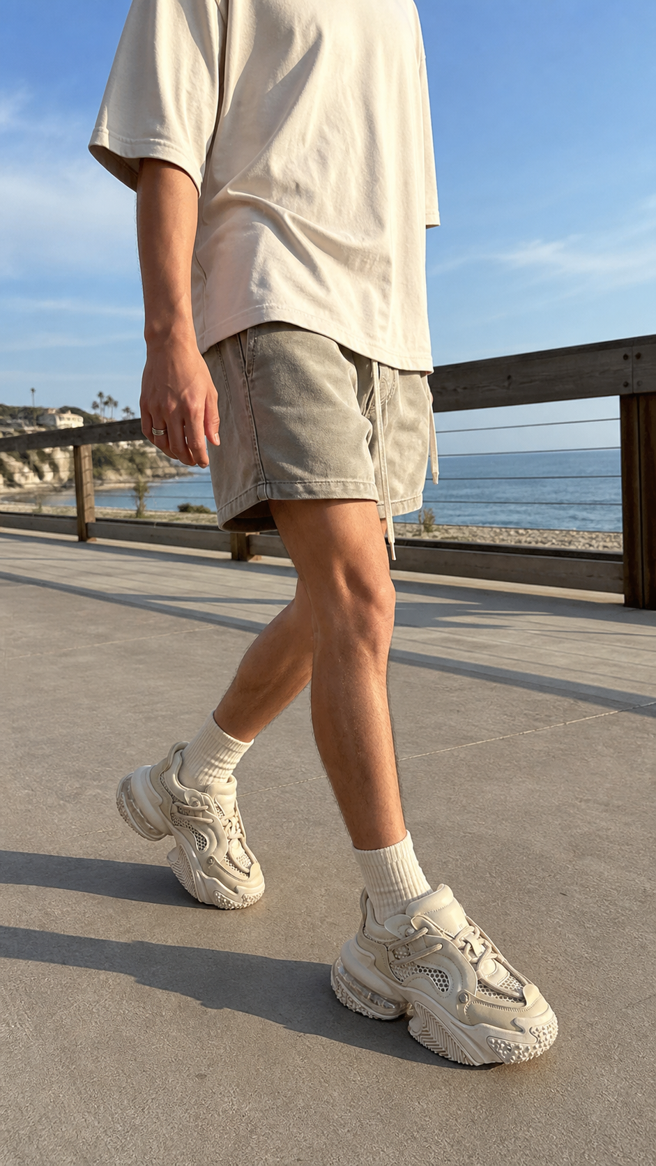 Beige Vortex Mesh Platform Sneakers natural UGC showcase 4