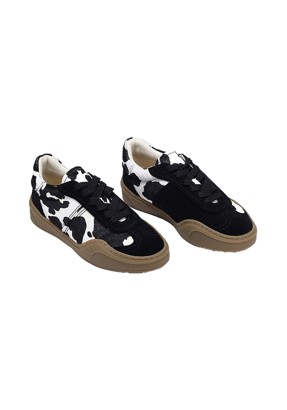 Black Cow-Print Horsehair Low-Top Sneakers - View 6